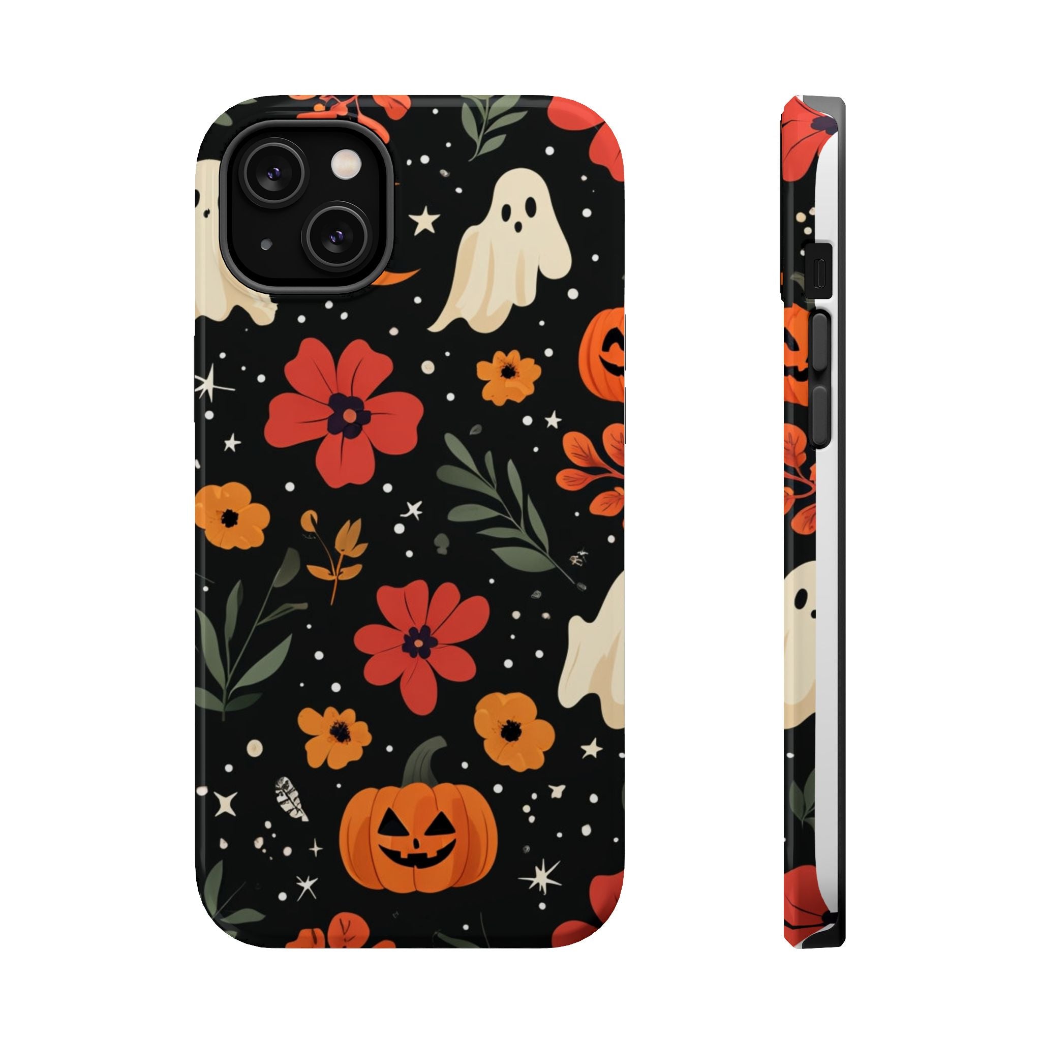 Halloween Ghost & Pumpkin Floral Phone Case — Spooky Cottagecore MagSafe Tough Cover