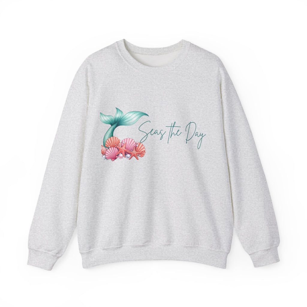 Seas the Day Mermaid Tail Sweatshirt — Coastal Beach Vibes with Seashells