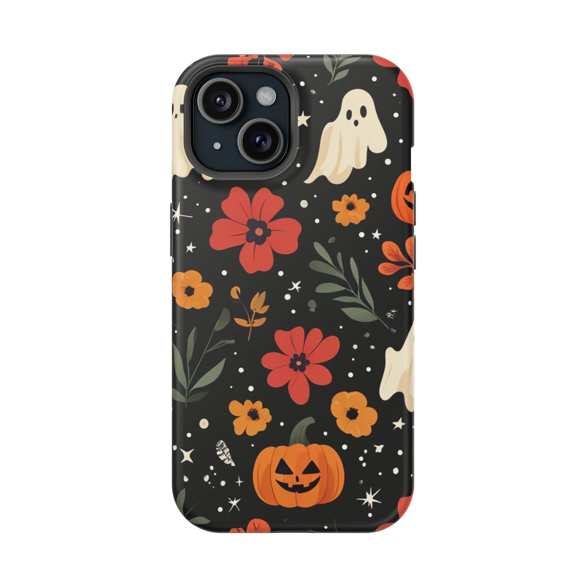 Halloween Ghost & Pumpkin Floral Phone Case — Spooky Cottagecore MagSafe Tough Cover