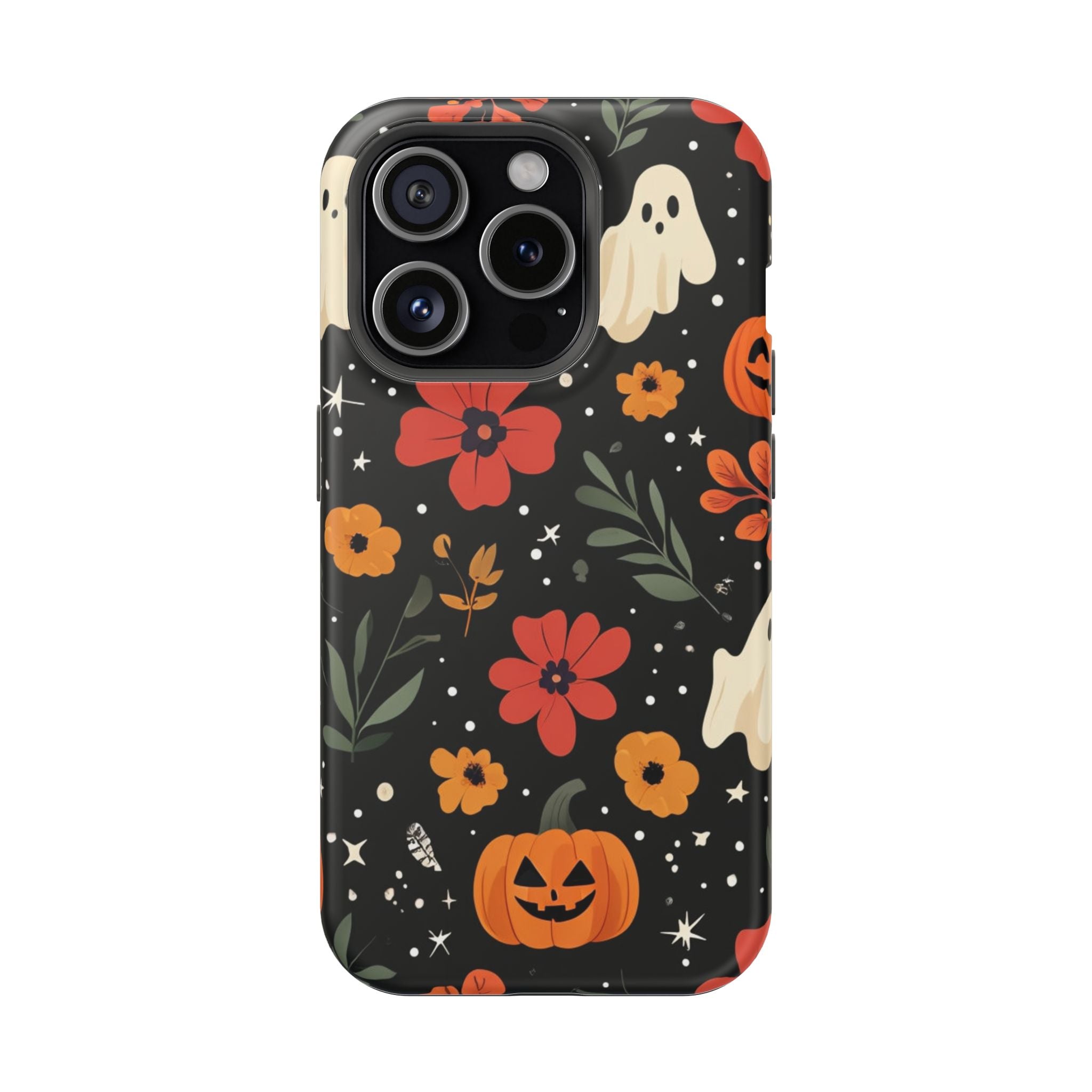 Halloween Ghost & Pumpkin Floral Phone Case — Spooky Cottagecore MagSafe Tough Cover