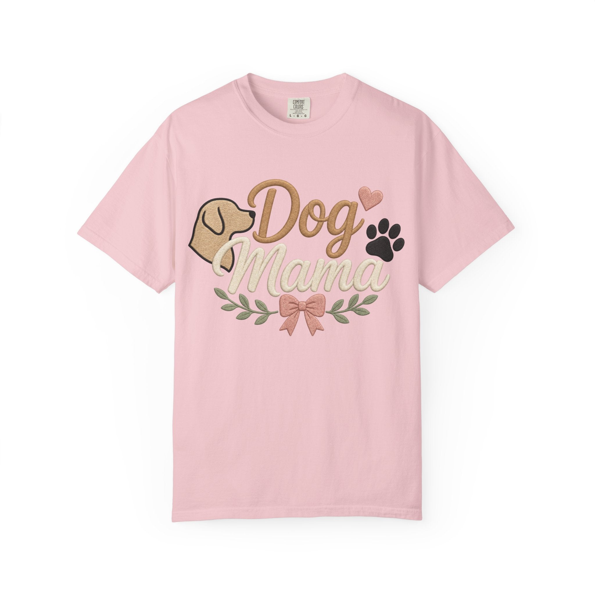 Dog Mama Paw Print embroidered patchwork T-shirt | Dog Mom Shirt
