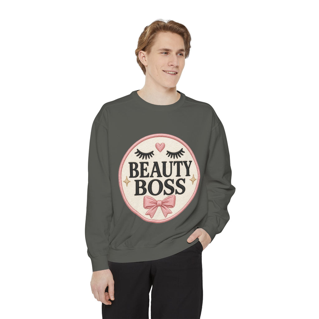 Beauty Boss Embroidered Crewneck Sweatshirt, Esthetician Sweatshirt, Lash Tech Gift, Makeup Artist Shirt, Salon Owner Gift