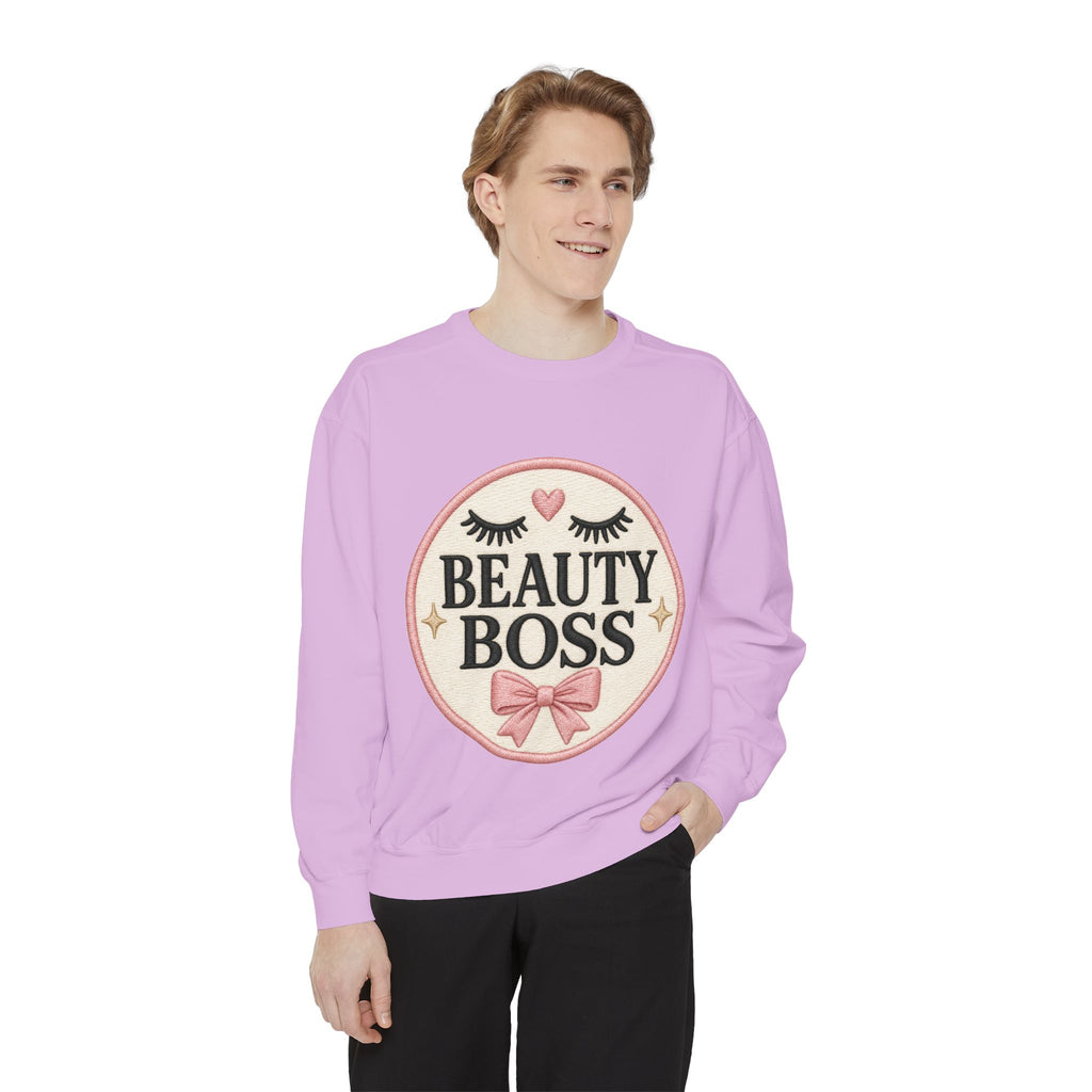 Beauty Boss Embroidered Crewneck Sweatshirt, Esthetician Sweatshirt, Lash Tech Gift, Makeup Artist Shirt, Salon Owner Gift