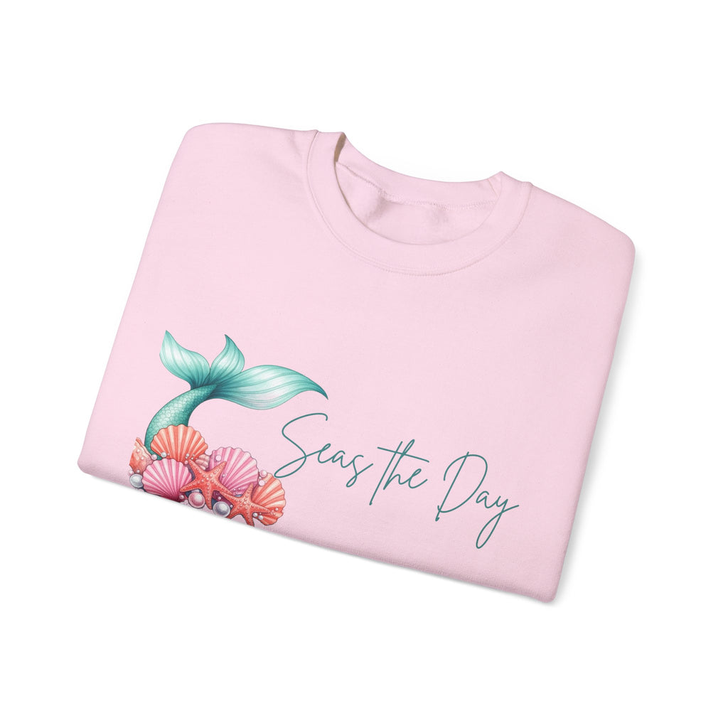 Seas the Day Mermaid Tail Sweatshirt — Coastal Beach Vibes with Seashells