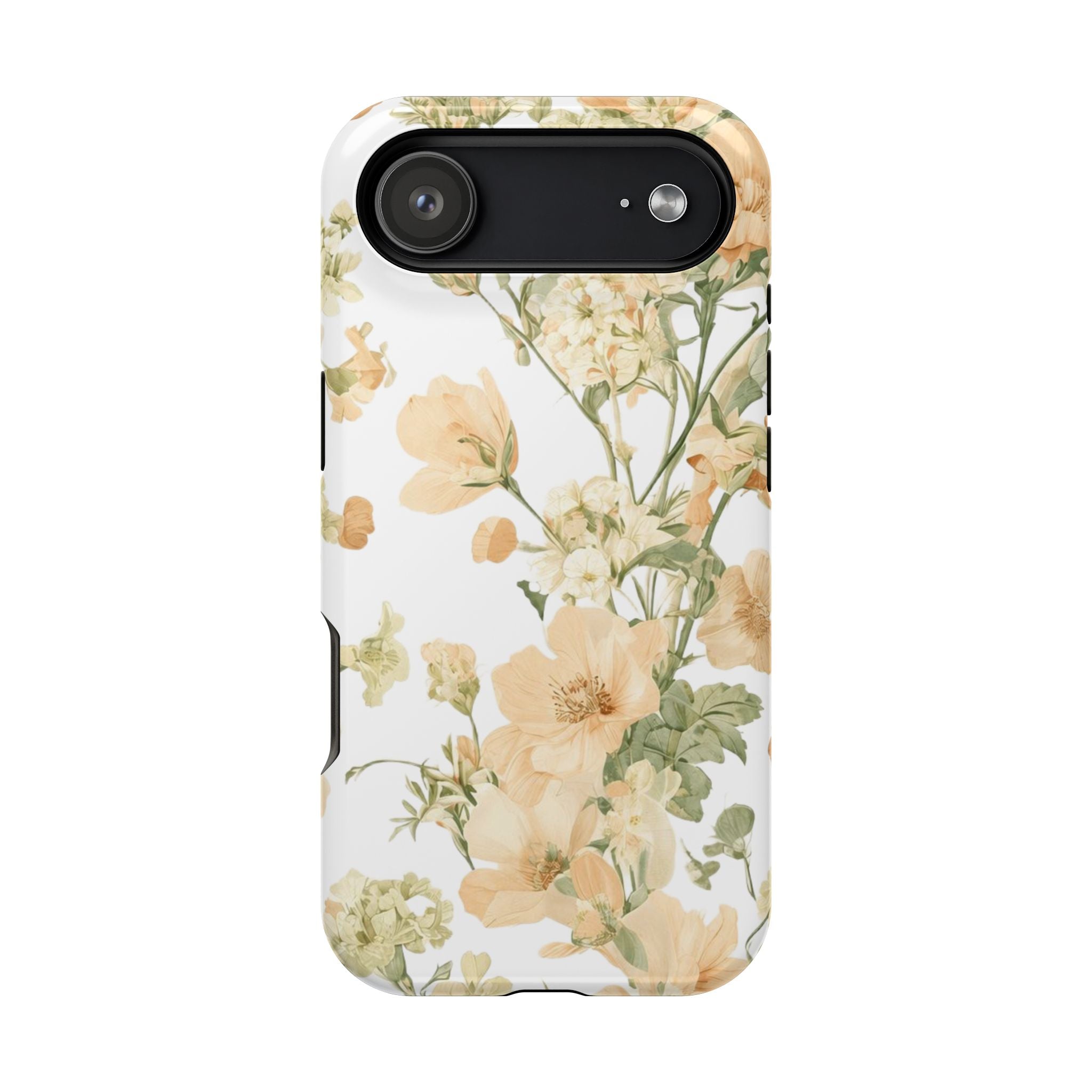 Peach Vintage Floral Phone Case — Cottagecore MagSafe Tough Cover