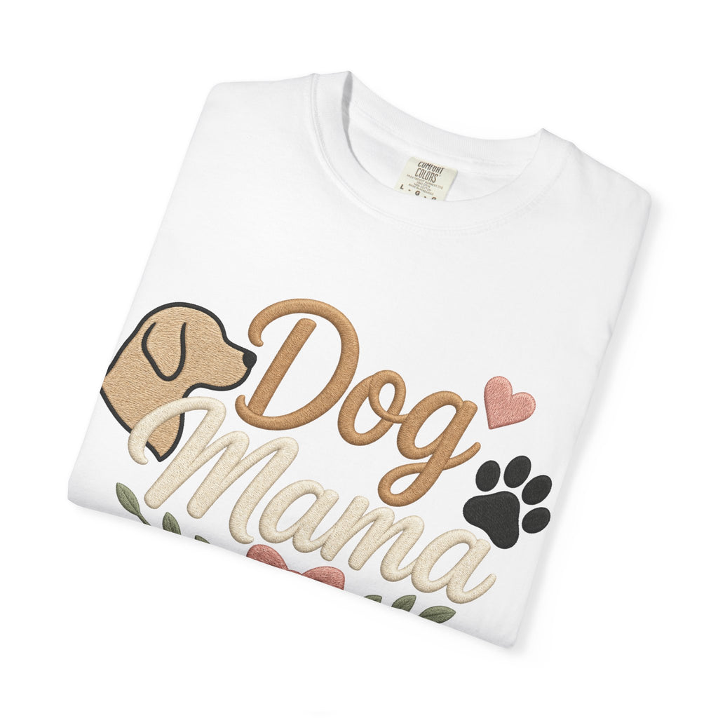 Dog Mama Paw Print embroidered patchwork T-shirt | Dog Mom Shirt