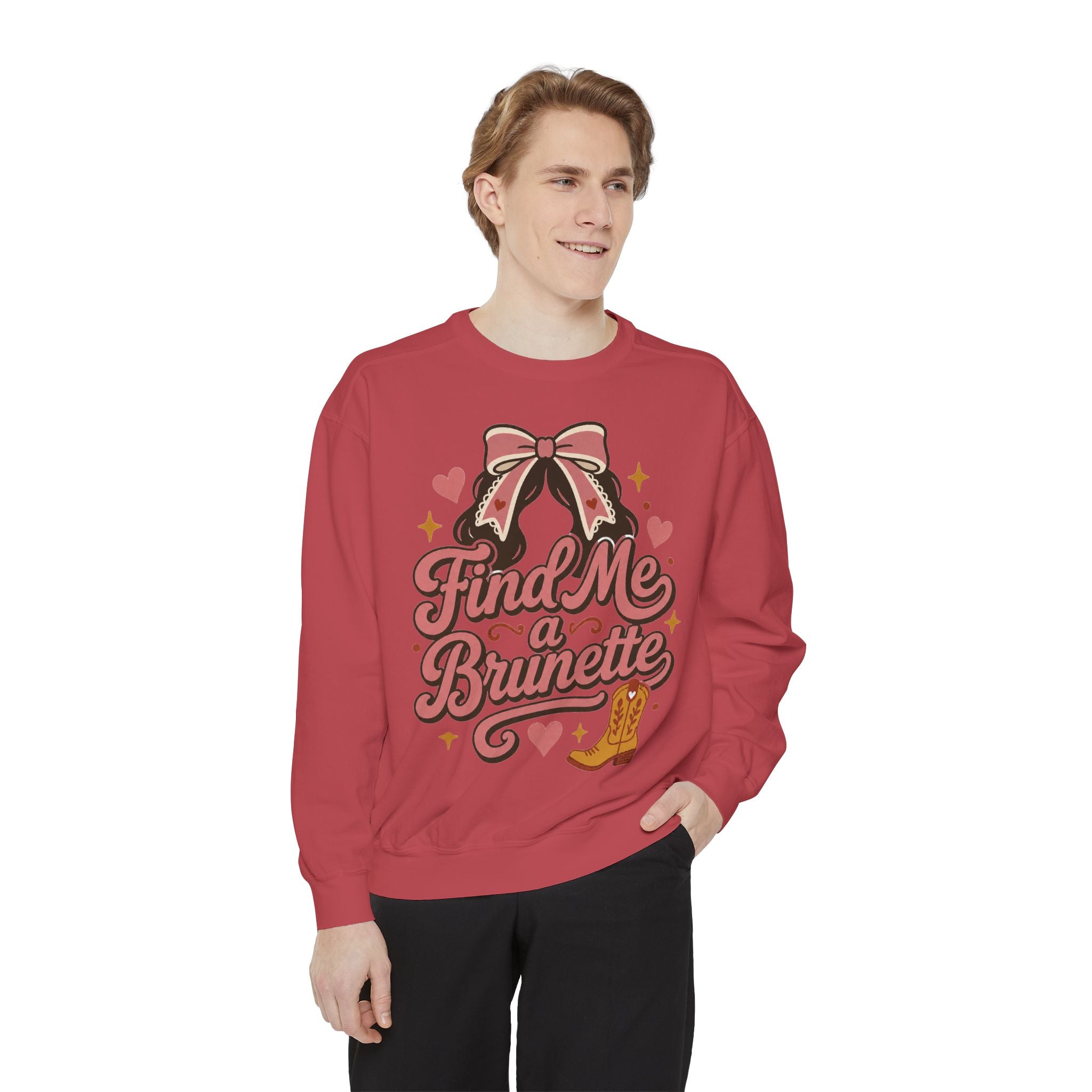 Find Me a Brunette Sweatshirt | Western Boots, Bow, Heart Design