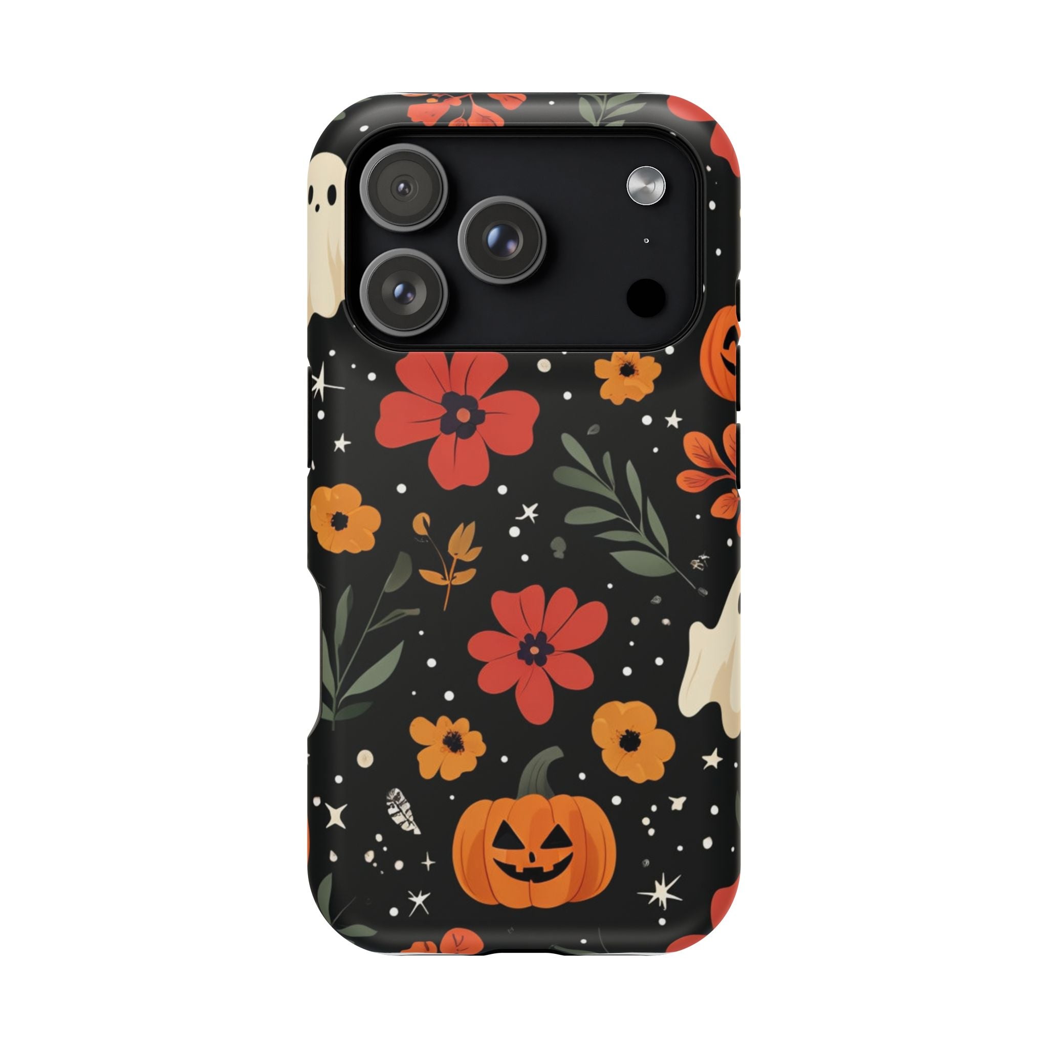 Halloween Ghost & Pumpkin Floral Phone Case — Spooky Cottagecore MagSafe Tough Cover