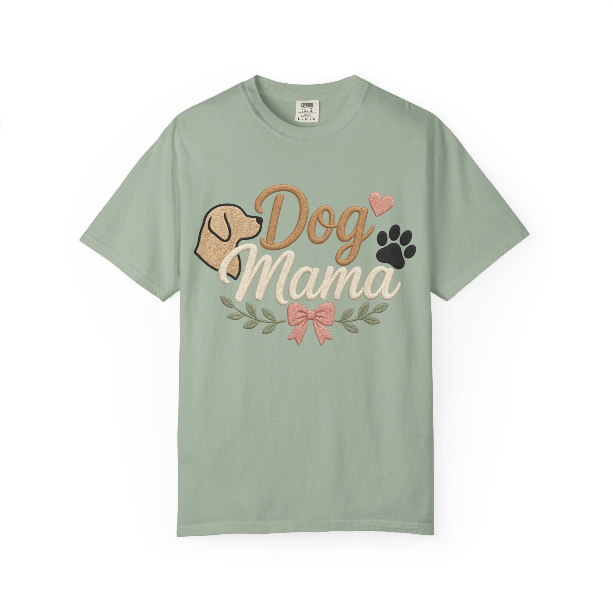 Dog Mama Paw Print embroidered patchwork T-shirt | Dog Mom Shirt