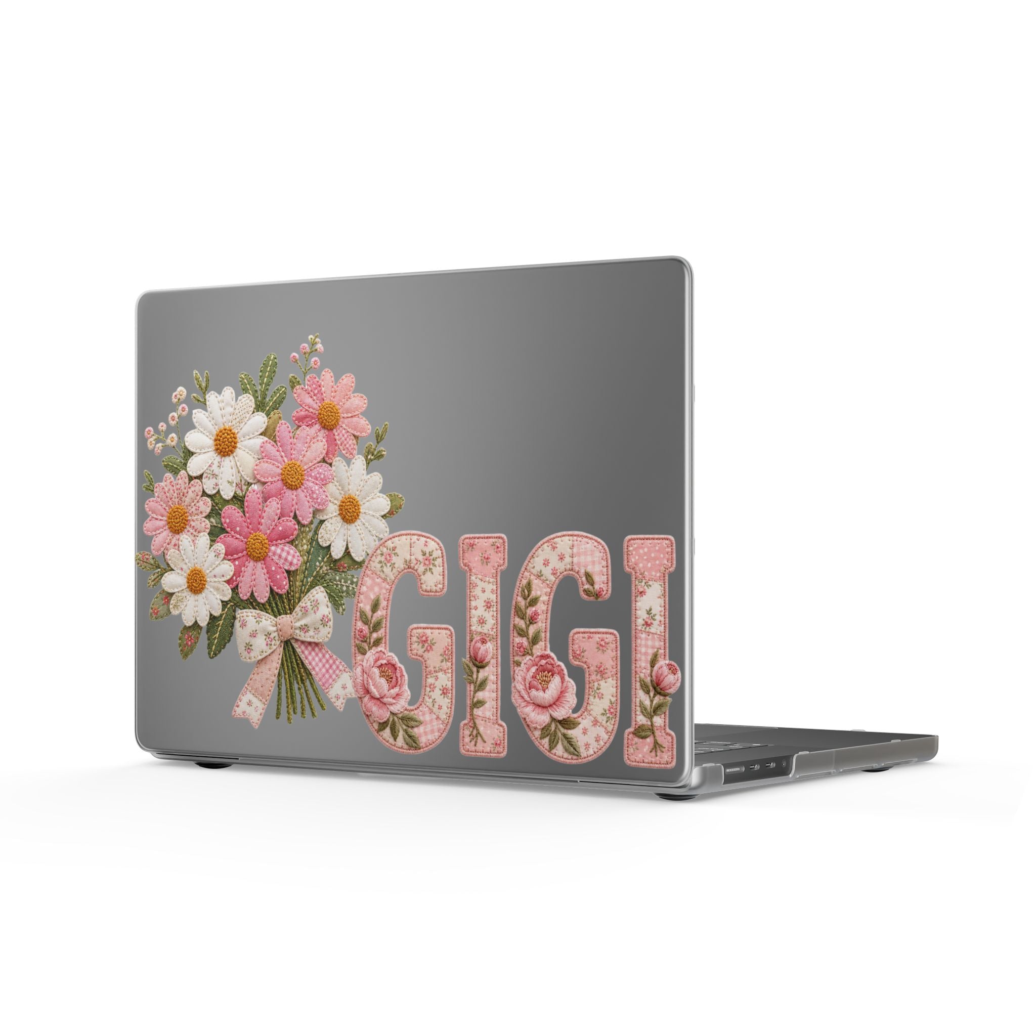 Personalized Gigi Laptop Sleeve | Floral Laptop Case for Grandma | Pink Patchwork Grandmother Gift | Custom Gigi Computer Sleeve