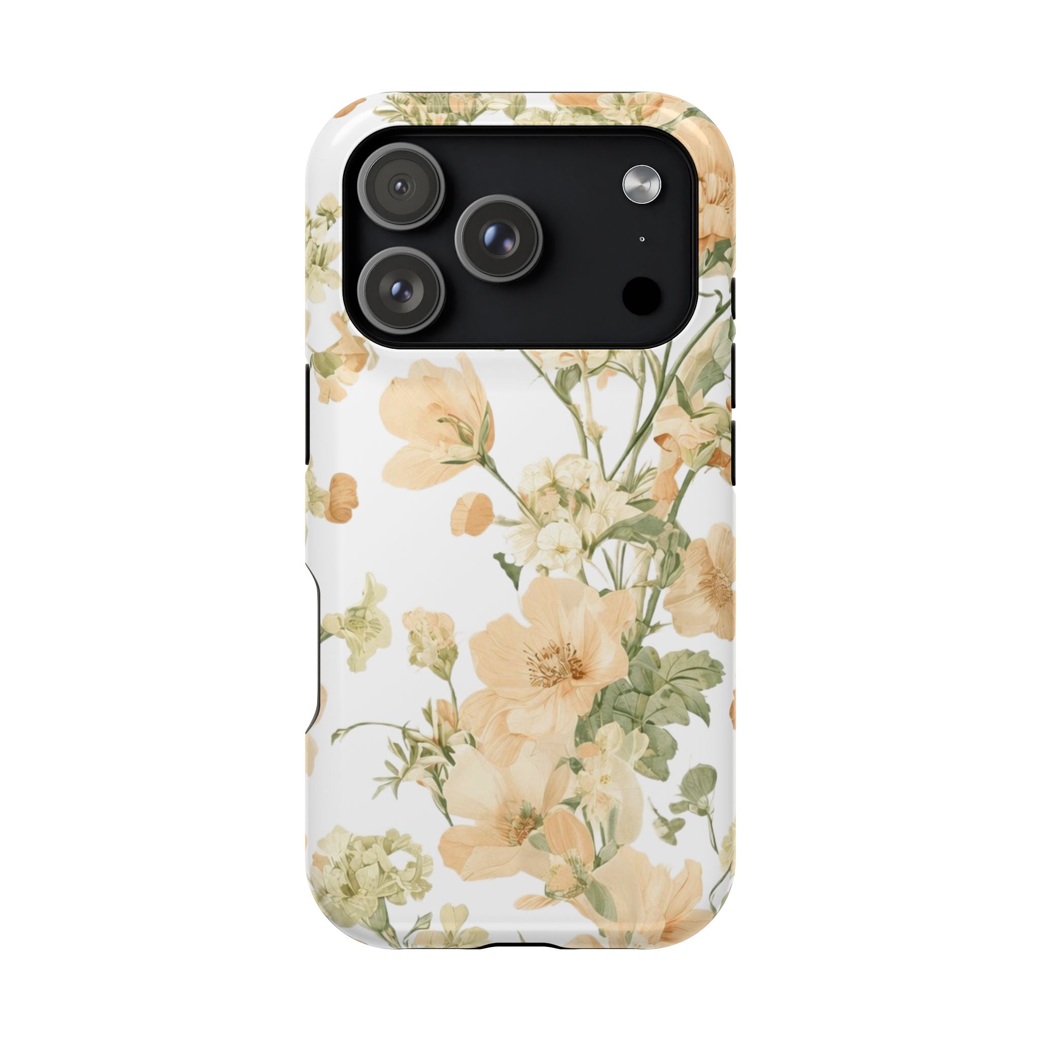Peach Vintage Floral Phone Case — Cottagecore MagSafe Tough Cover