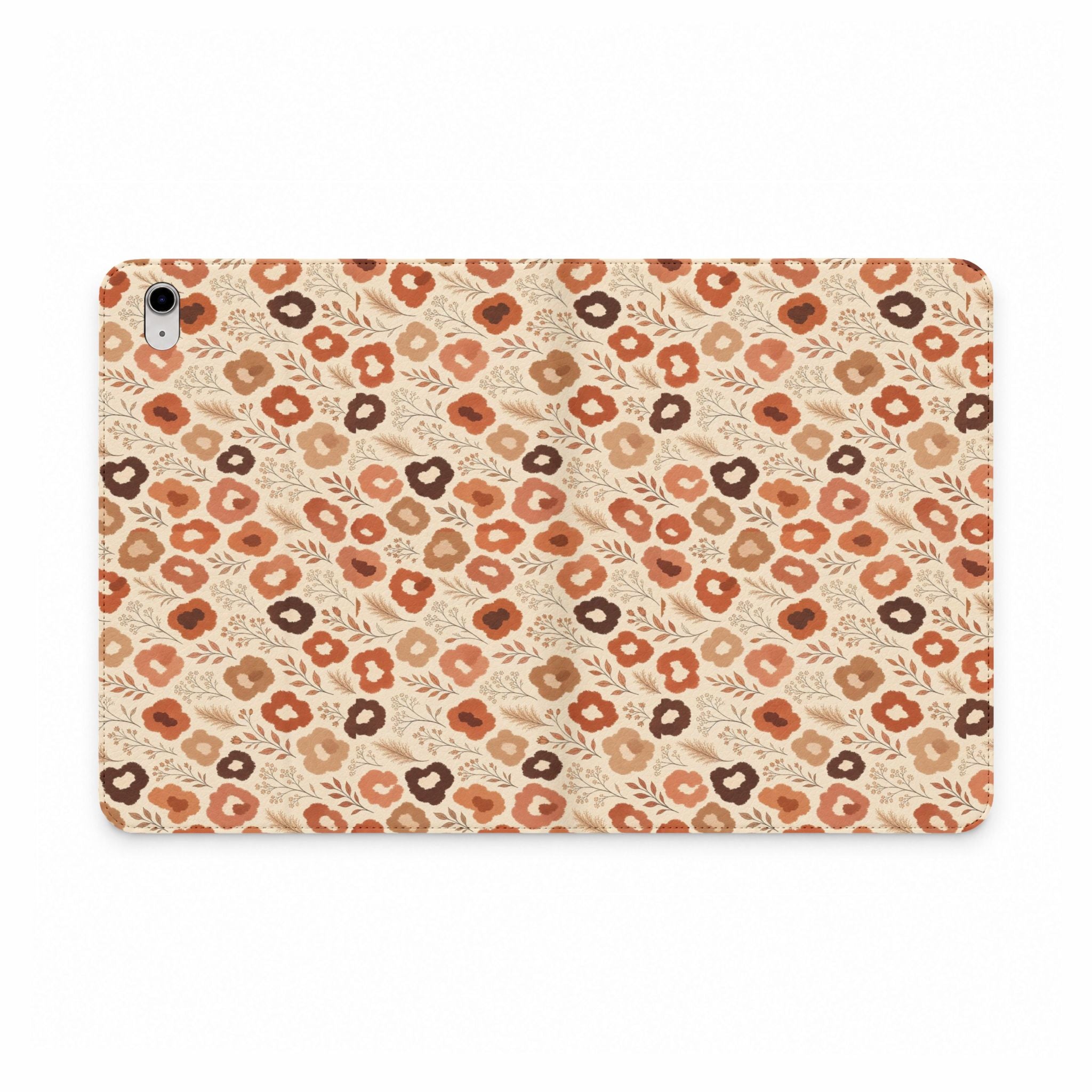Terracotta Wildflower iPad Folio Case | Boho Neutral Floral Tablet Wallet Cover