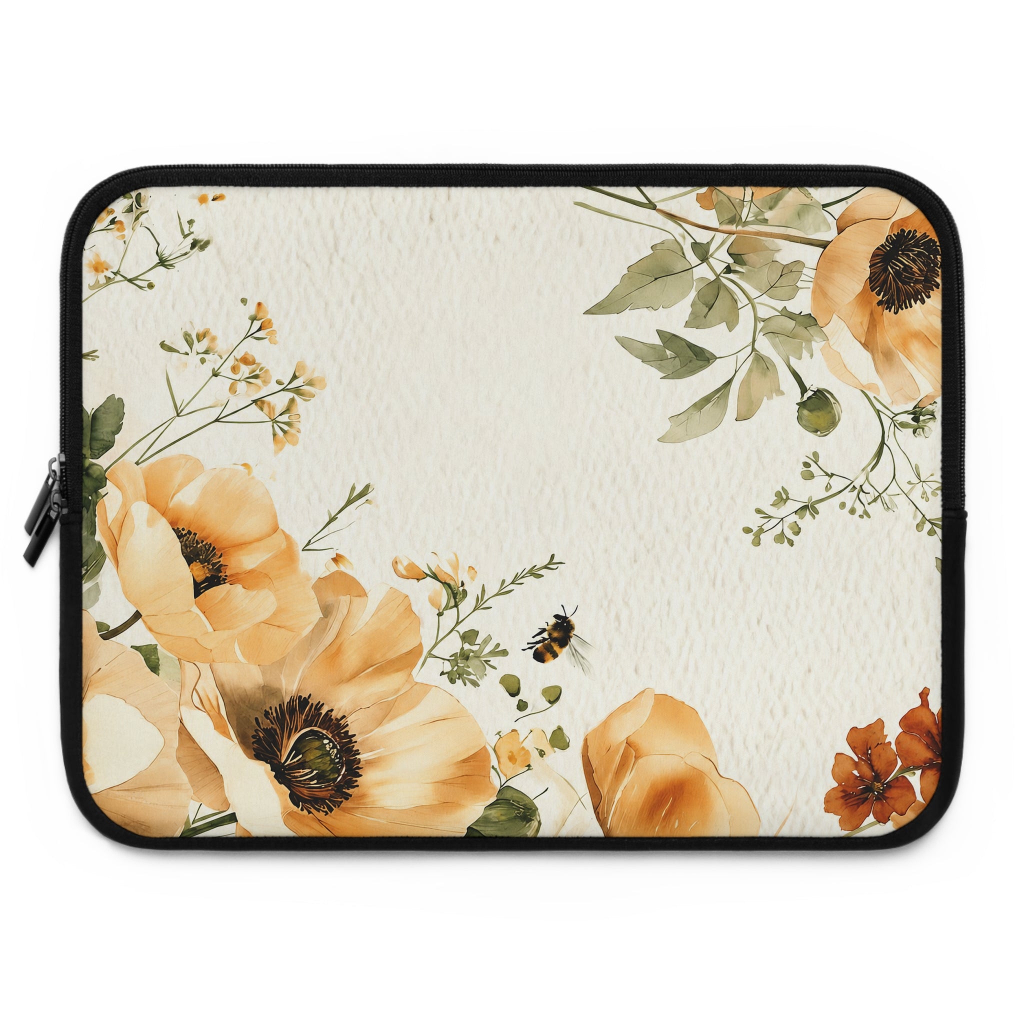 Mustard Poppy Laptop Sleeve | Golden Bee and Bloom Botanical Tech Cover