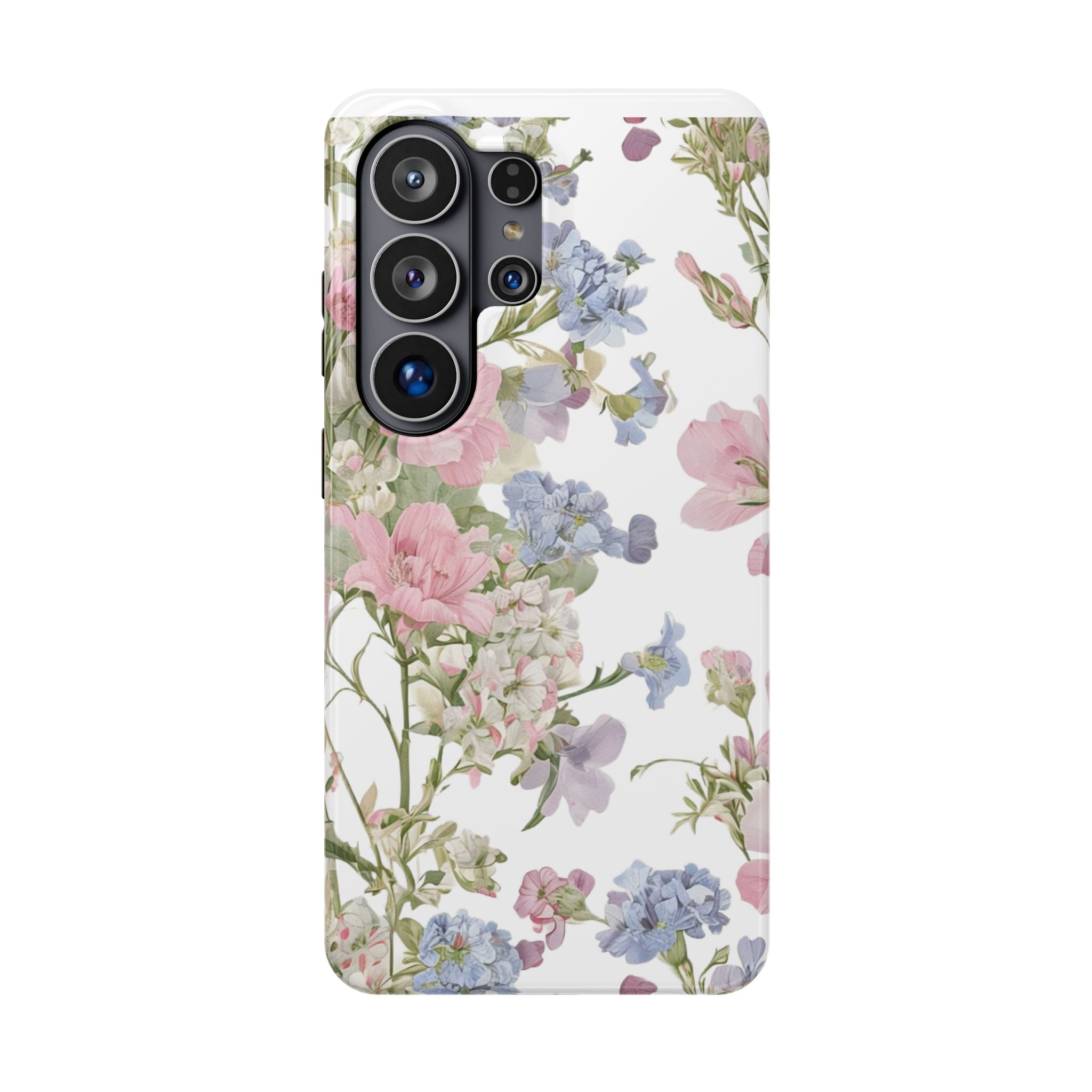 Pink & Blue Wildflower Phone Case — Vintage Cottagecore MagSafe Tough Cover