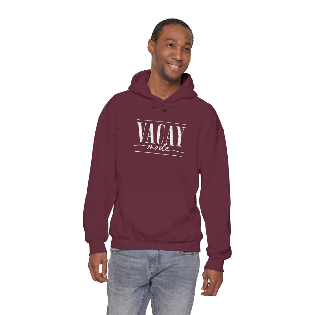 Vacay Mode Embroidered Hoodie — Vacation Travel Sweatshirt