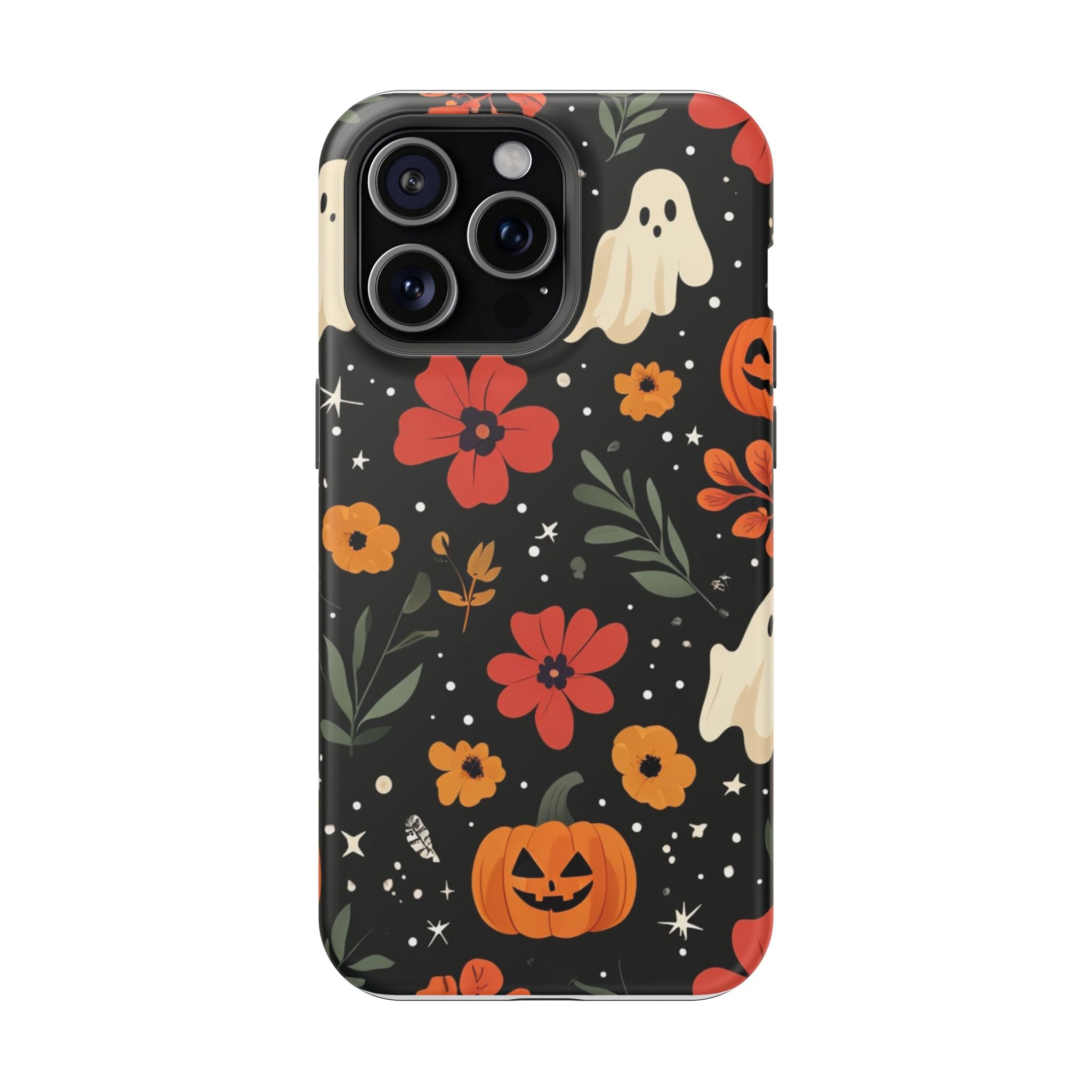 Halloween Ghost & Pumpkin Floral Phone Case — Spooky Cottagecore MagSafe Tough Cover