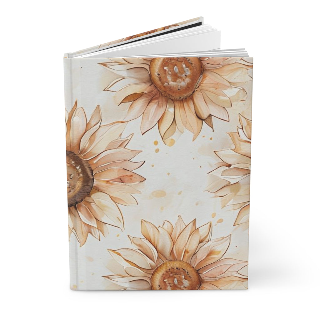 Sunkissed Sunflower Hardcover Journal — Floral Notebook for Notes & Gratitude