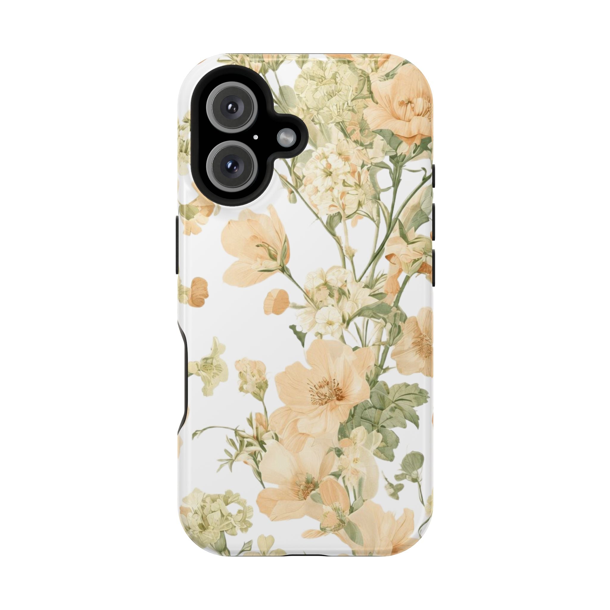 Peach Vintage Floral Phone Case — Cottagecore MagSafe Tough Cover