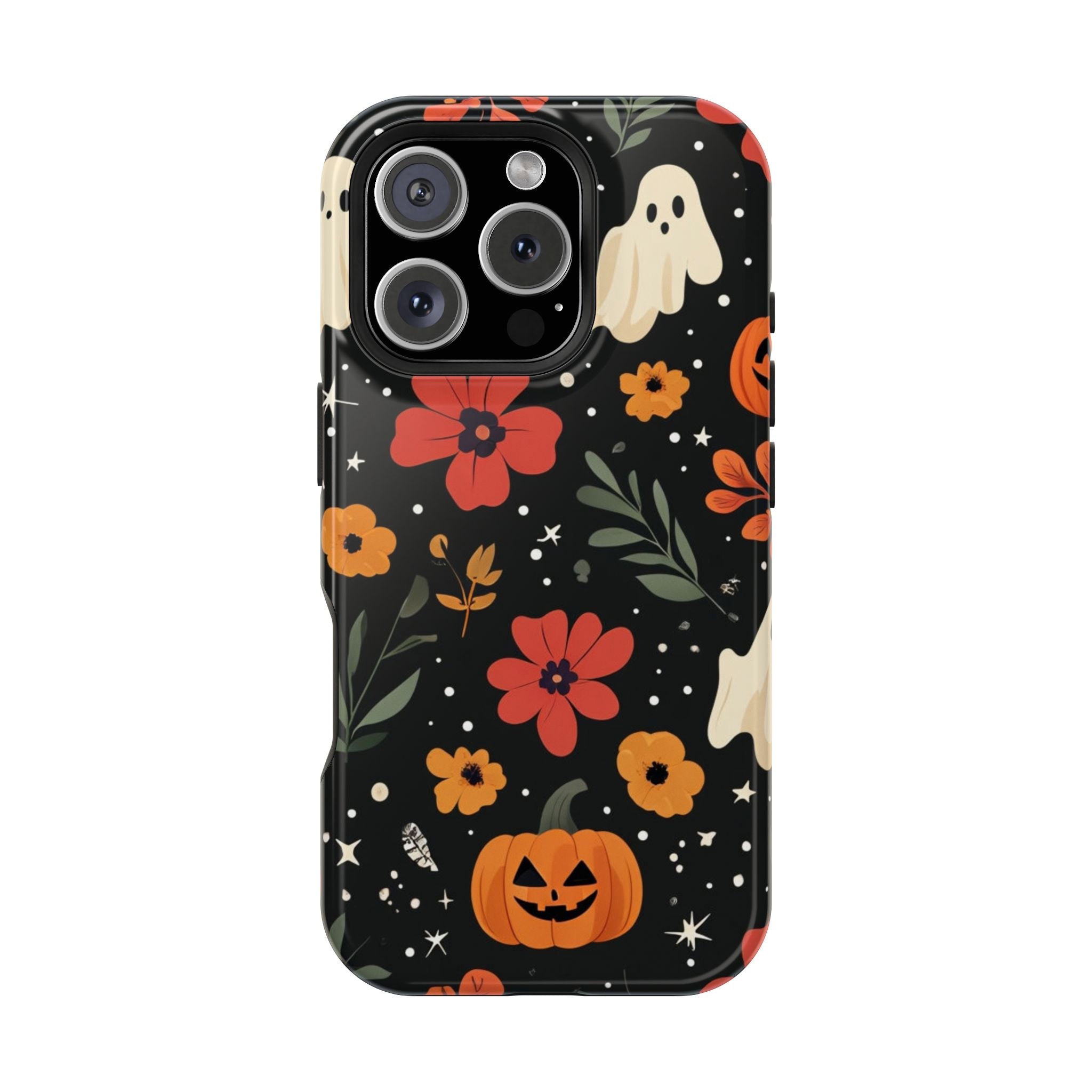 Halloween Ghost & Pumpkin Floral Phone Case — Spooky Cottagecore MagSafe Tough Cover