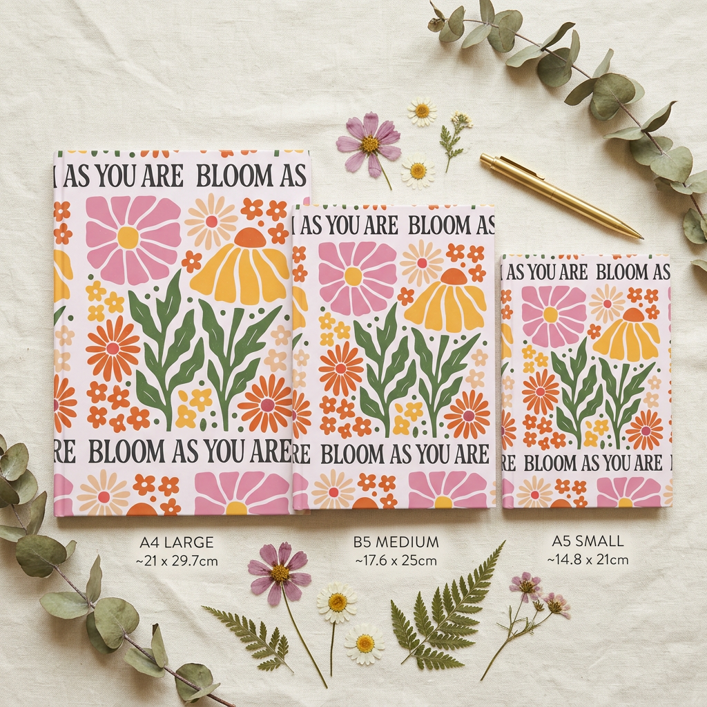 Bloom As You Are Hardcover Journal | Floral Notebook for Journaling, Planning & Creativity | A5, B5 & A4 Sizes