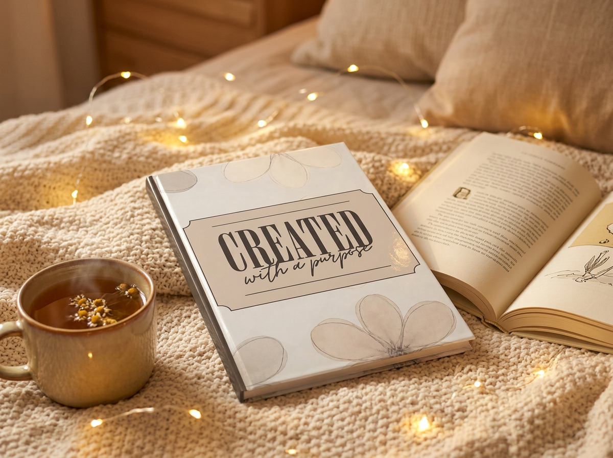 Created With a Purpose notebook | Hardcover Journal, Neutral Floral Design