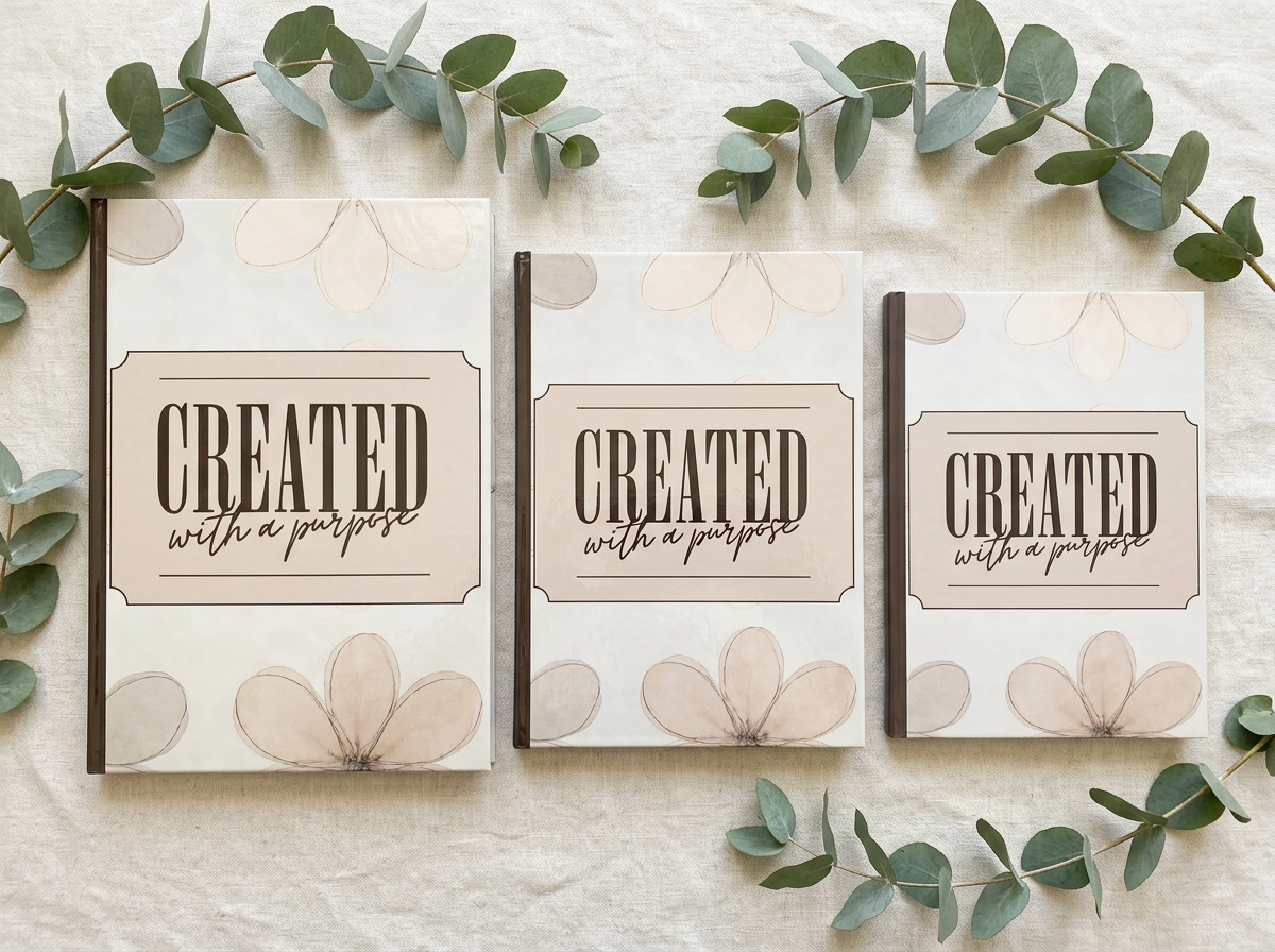 Created With a Purpose notebook | Hardcover Journal, Neutral Floral Design