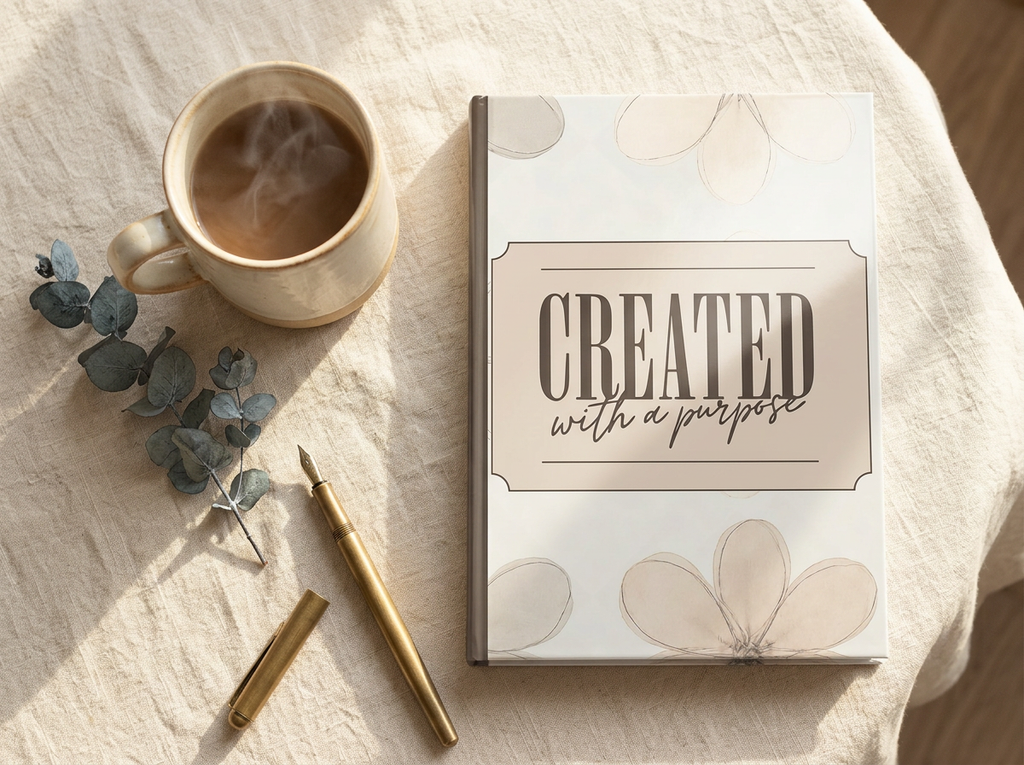 Created With a Purpose notebook | Hardcover Journal, Neutral Floral Design