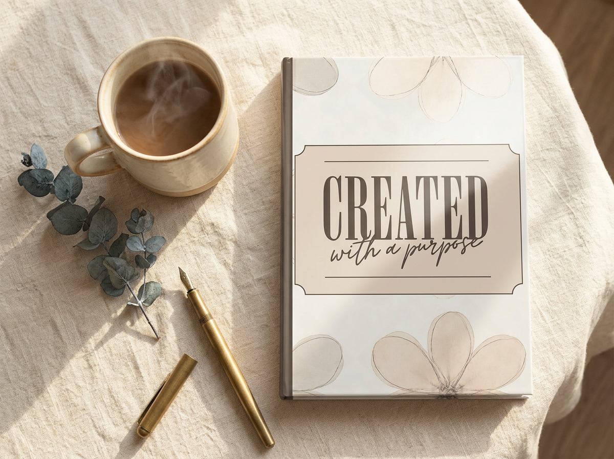 Created With a Purpose notebook | Hardcover Journal, Neutral Floral Design