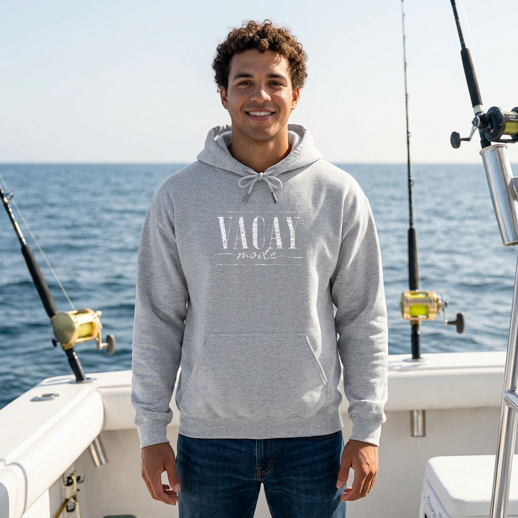 Vacay Mode Embroidered Hoodie — Vacation Travel Sweatshirt