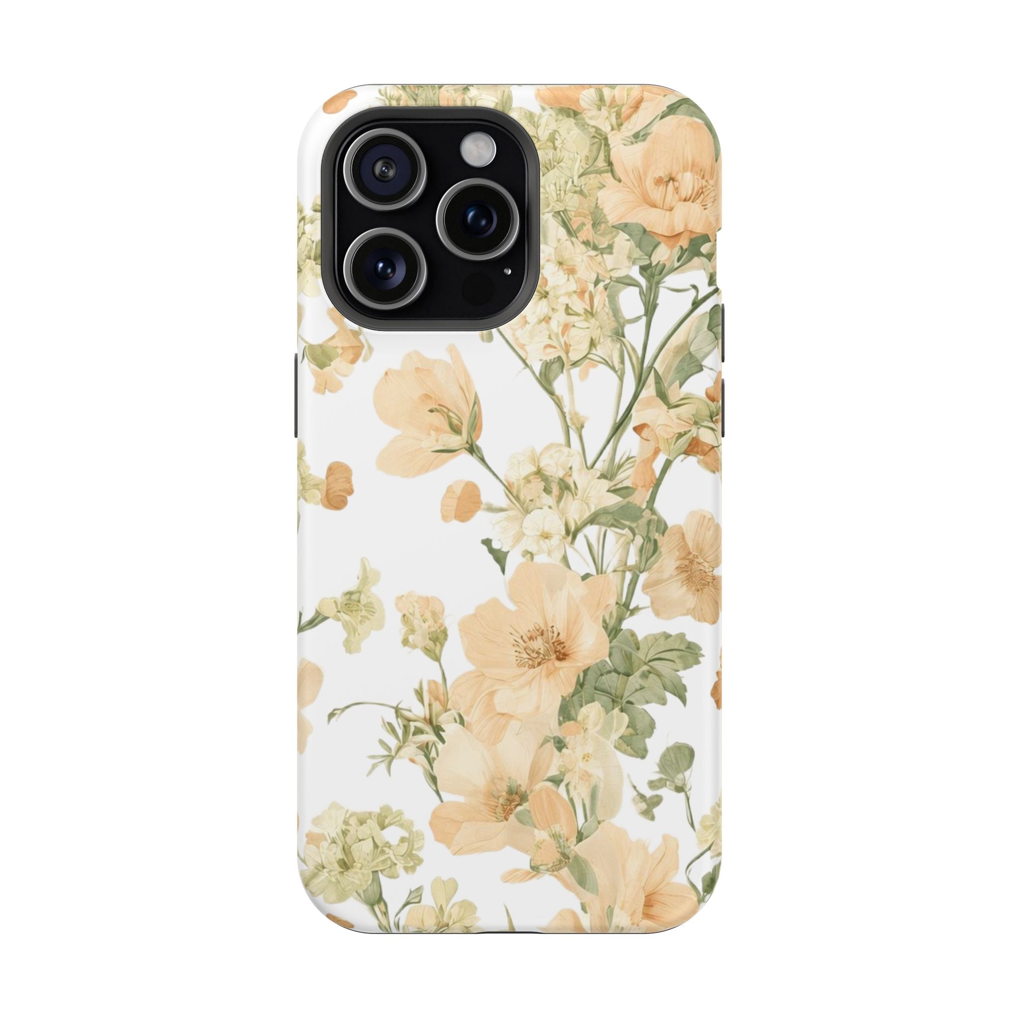 Peach Vintage Floral Phone Case — Cottagecore MagSafe Tough Cover