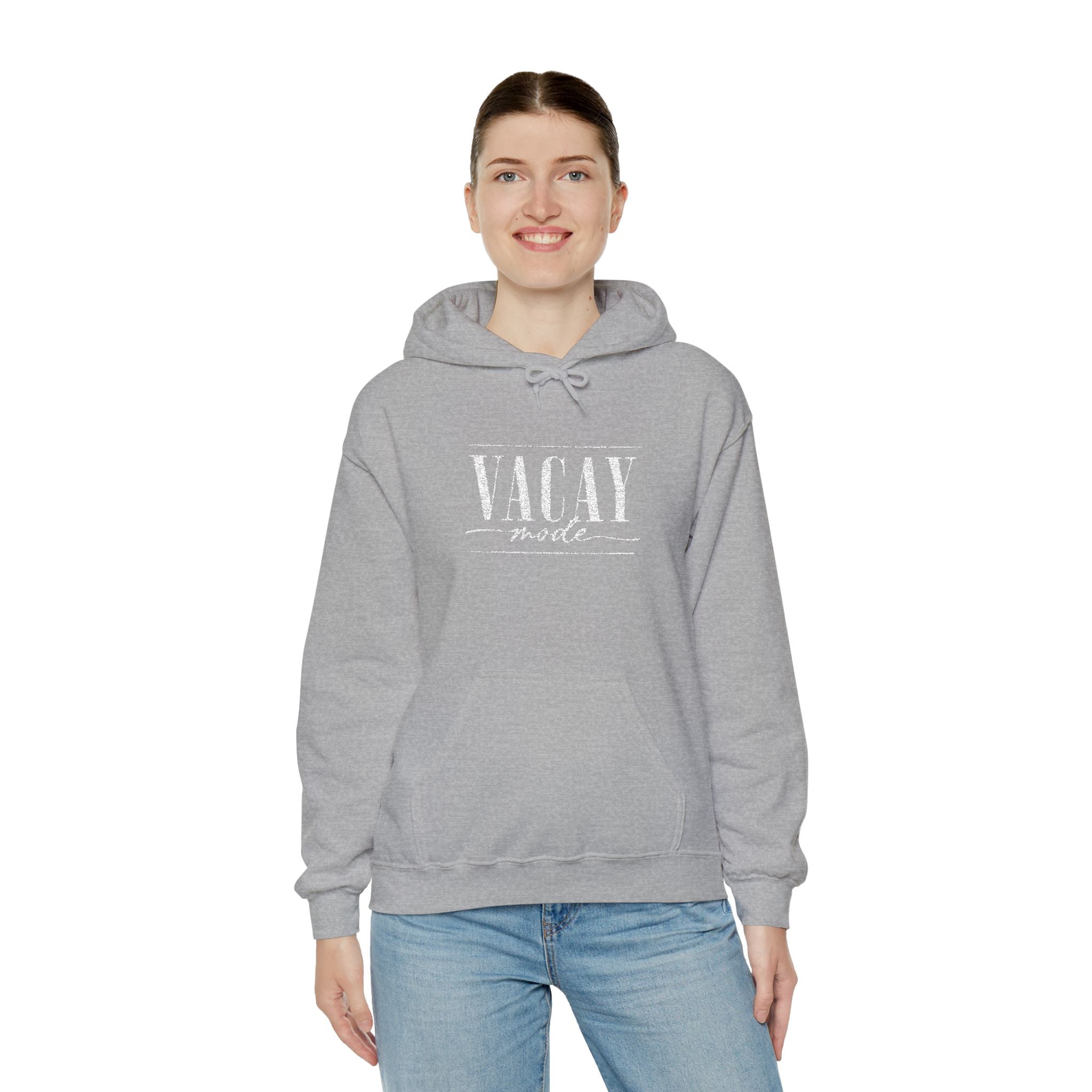 Vacay Mode Embroidered Hoodie — Vacation Travel Sweatshirt