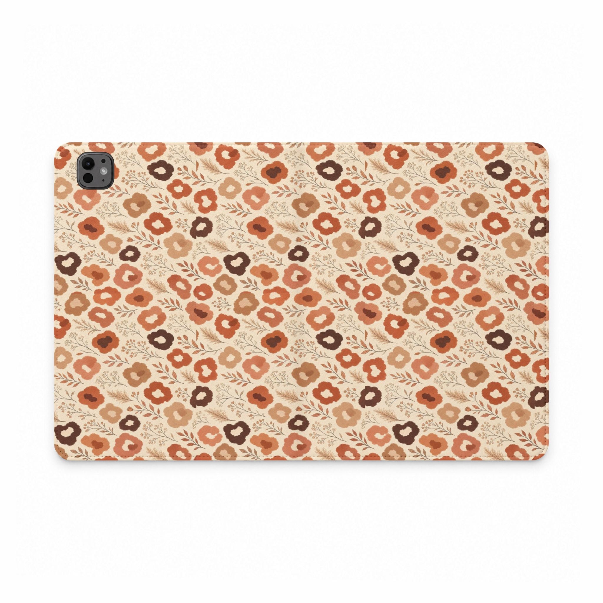 Terracotta Wildflower iPad Folio Case | Boho Neutral Floral Tablet Wallet Cover