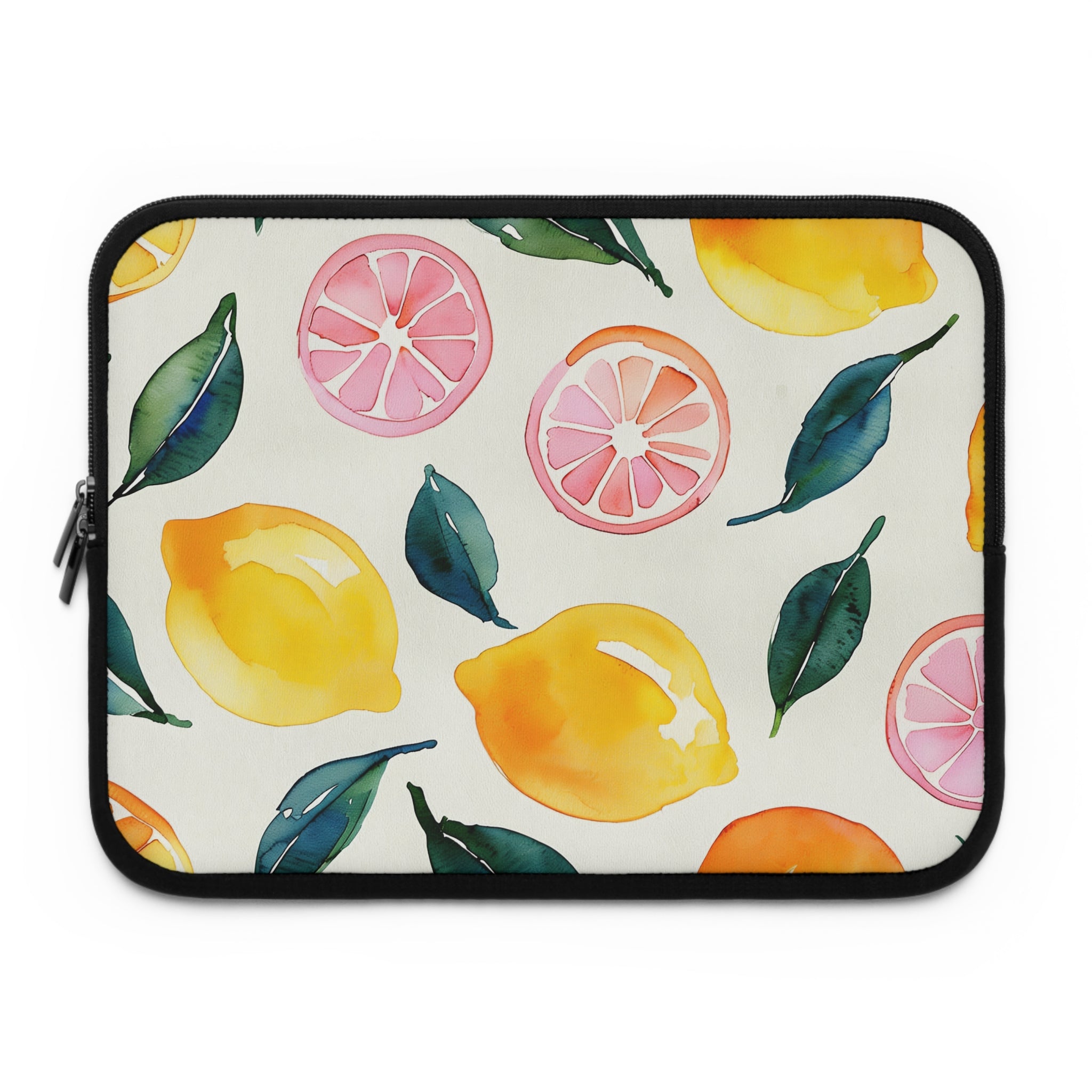 Watercolor Citrus Laptop Sleeve | Lemon Grapefruit Hand-Painted Tech Cover