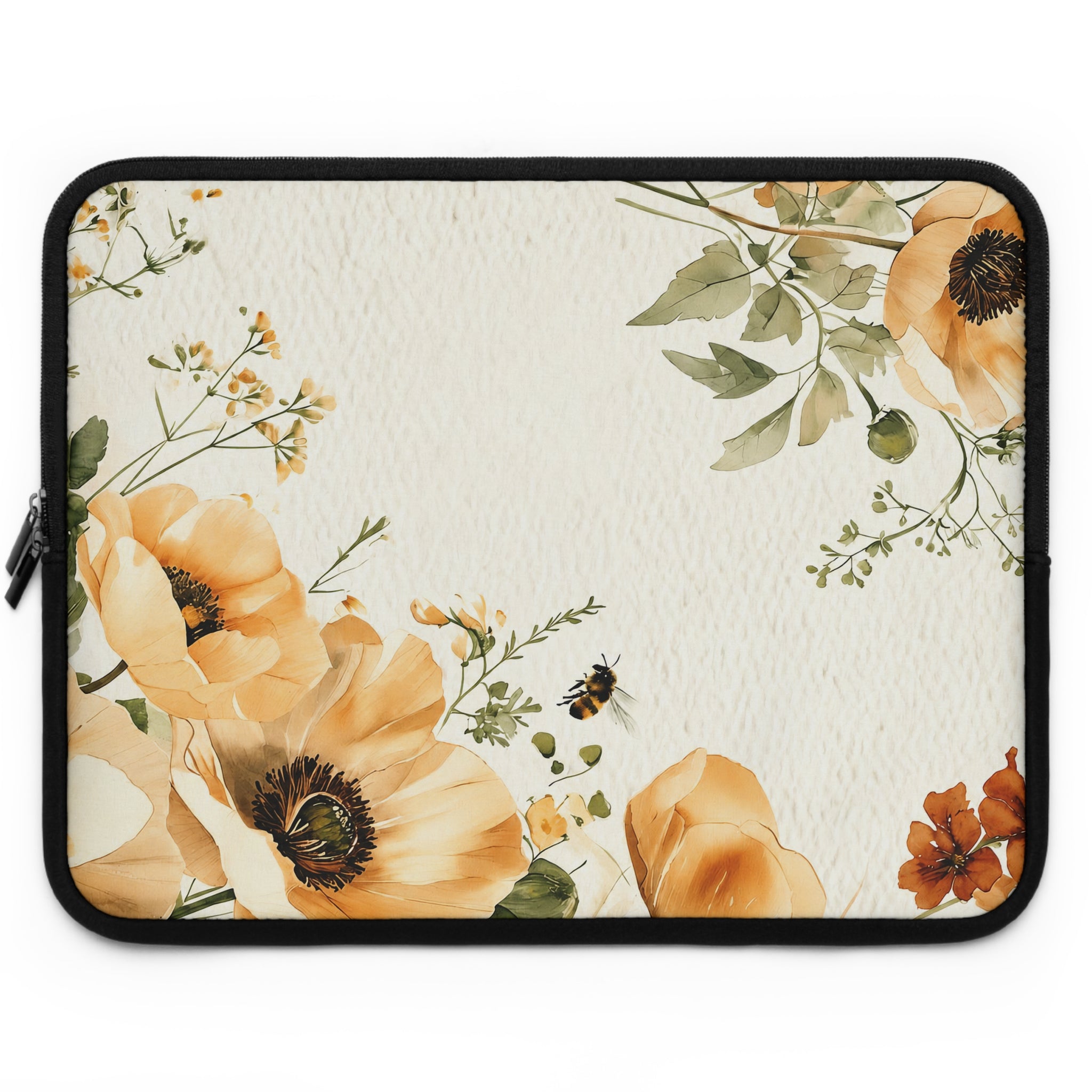 Mustard Poppy Laptop Sleeve | Golden Bee and Bloom Botanical Tech Cover