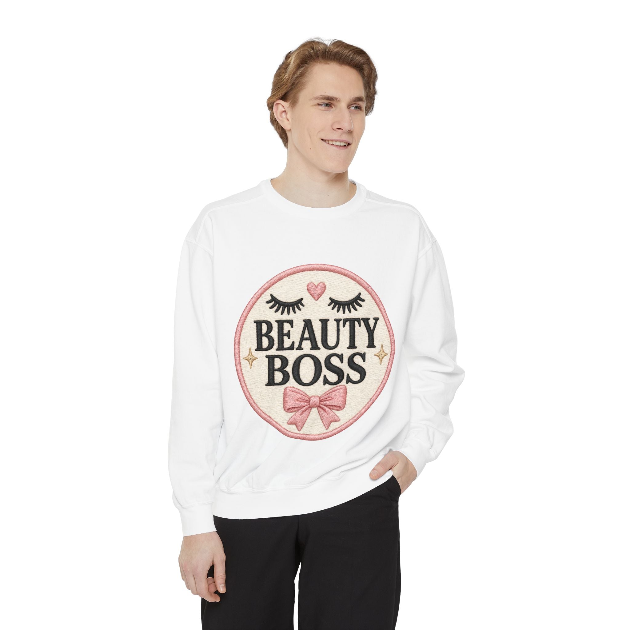 Beauty Boss Embroidered Crewneck Sweatshirt, Esthetician Sweatshirt, Lash Tech Gift, Makeup Artist Shirt, Salon Owner Gift