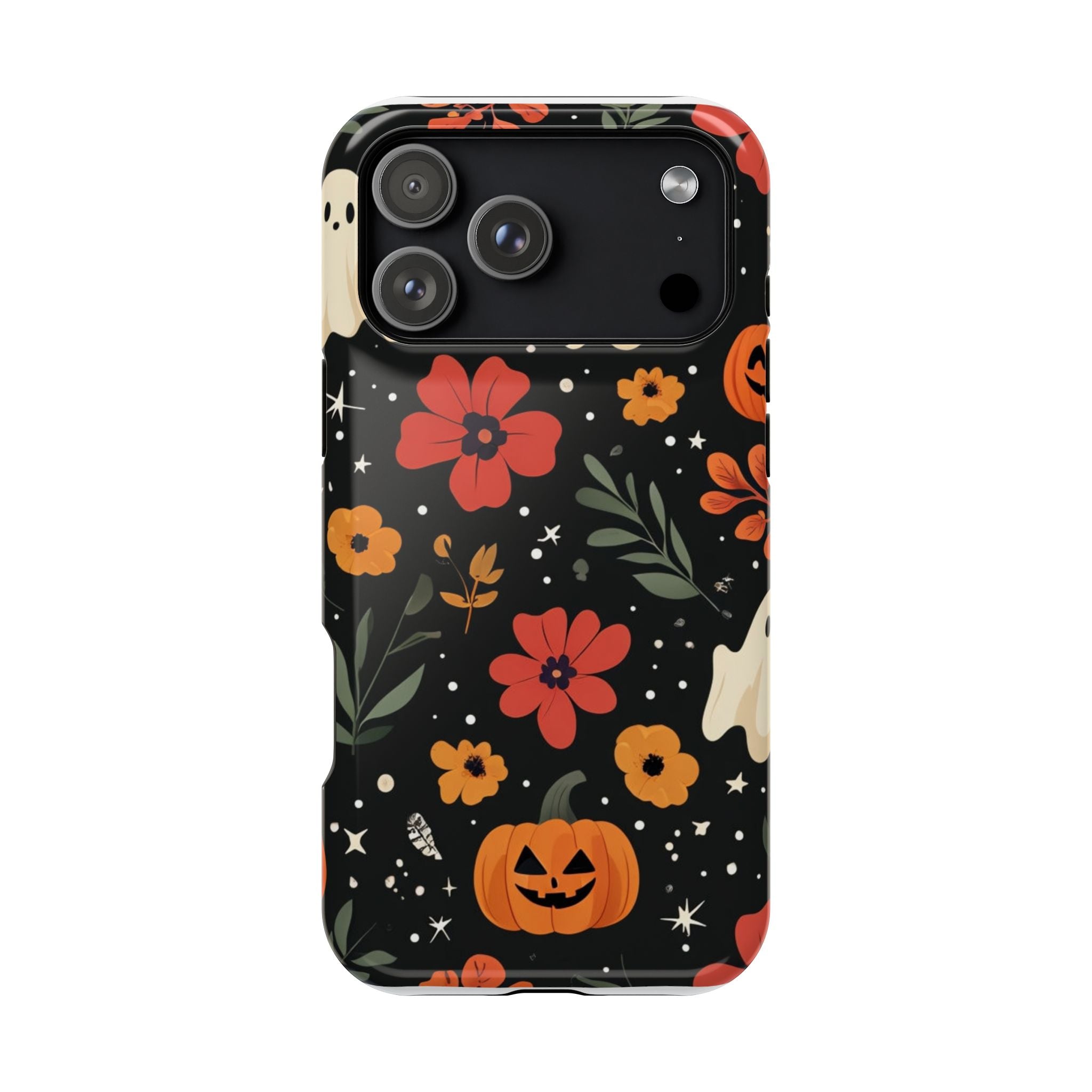 Halloween Ghost & Pumpkin Floral Phone Case — Spooky Cottagecore MagSafe Tough Cover