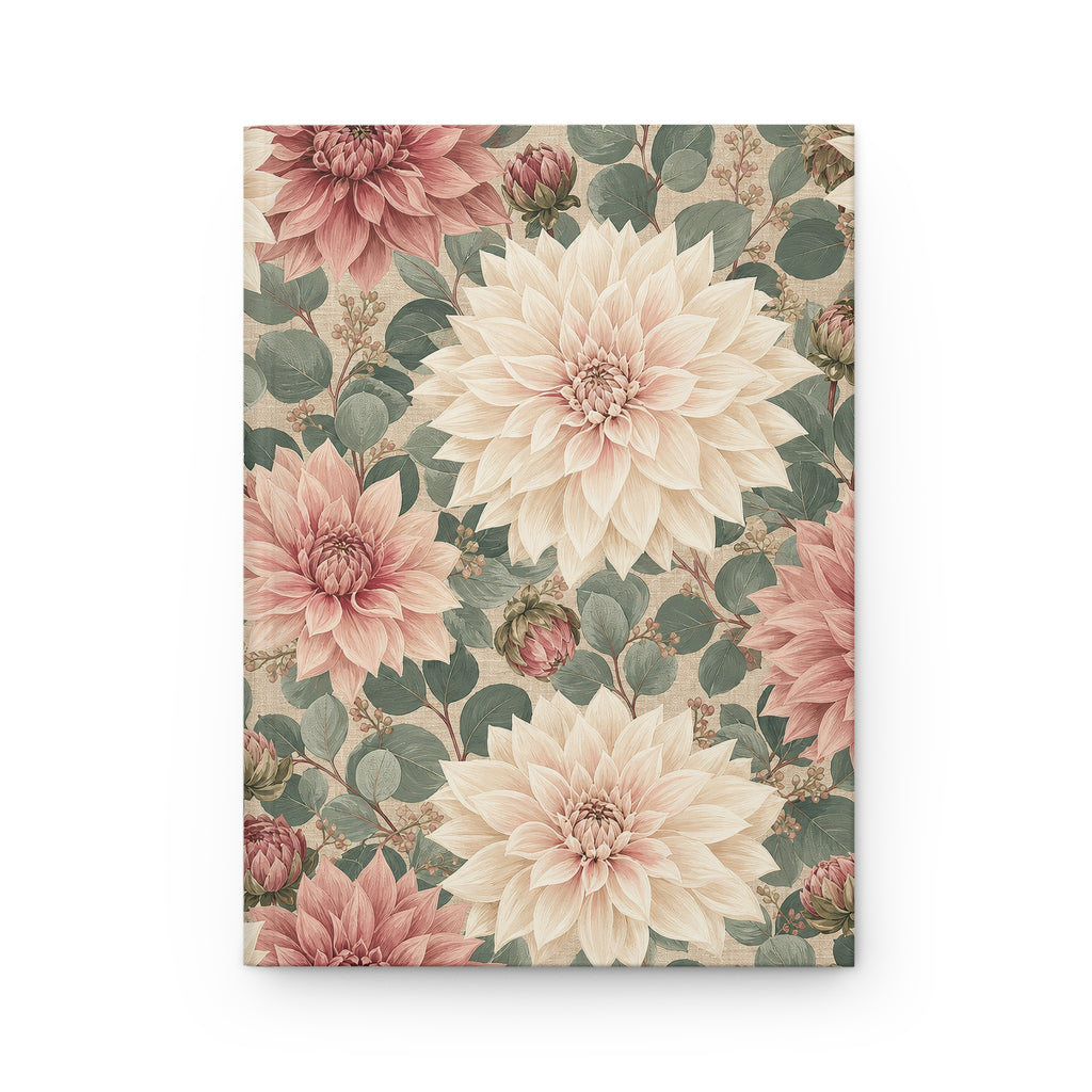 Heirloom Dahlia Garden Hardcover Journal — Vintage Botanical Notebook