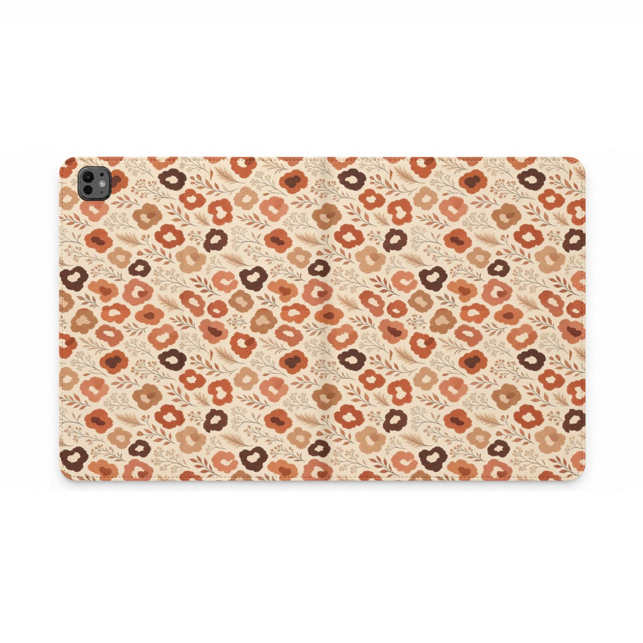 Terracotta Wildflower iPad Folio Case | Boho Neutral Floral Tablet Wallet Cover
