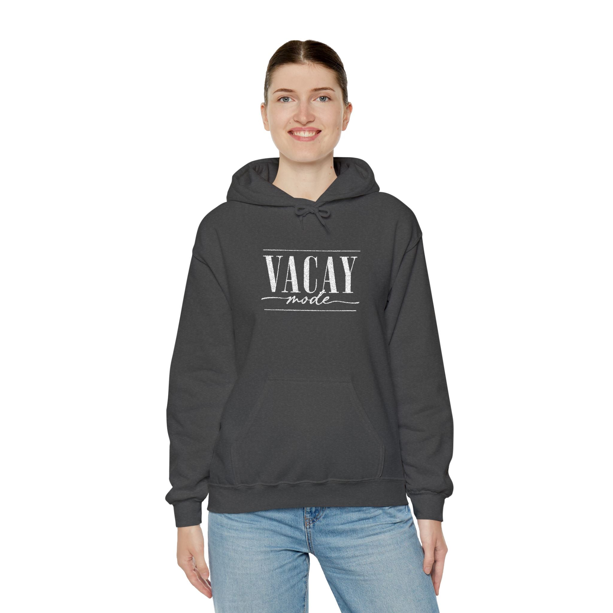 Vacay Mode Embroidered Hoodie — Vacation Travel Sweatshirt