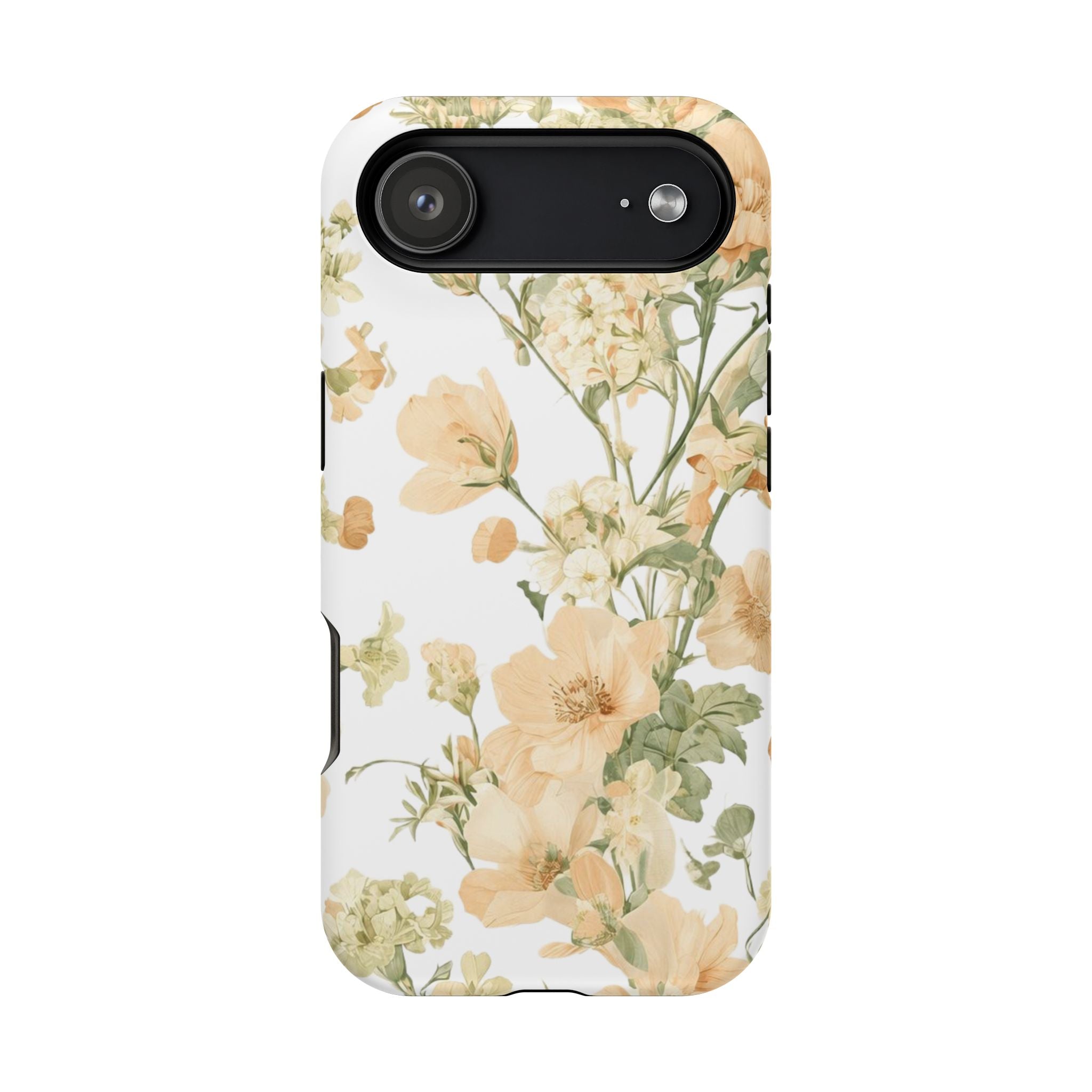 Peach Vintage Floral Phone Case — Cottagecore MagSafe Tough Cover