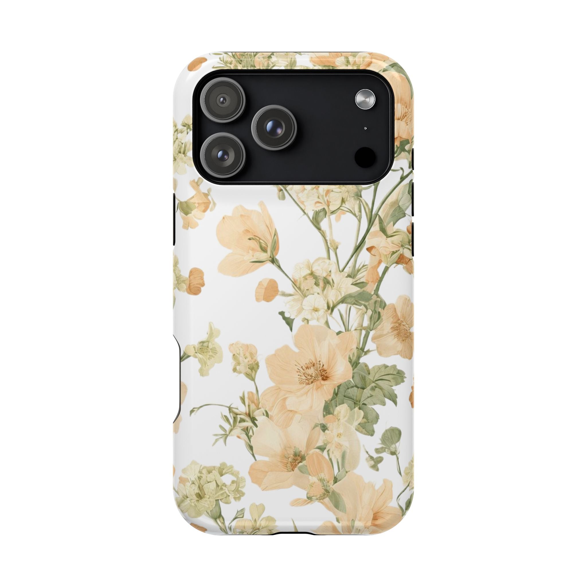 Peach Vintage Floral Phone Case — Cottagecore MagSafe Tough Cover