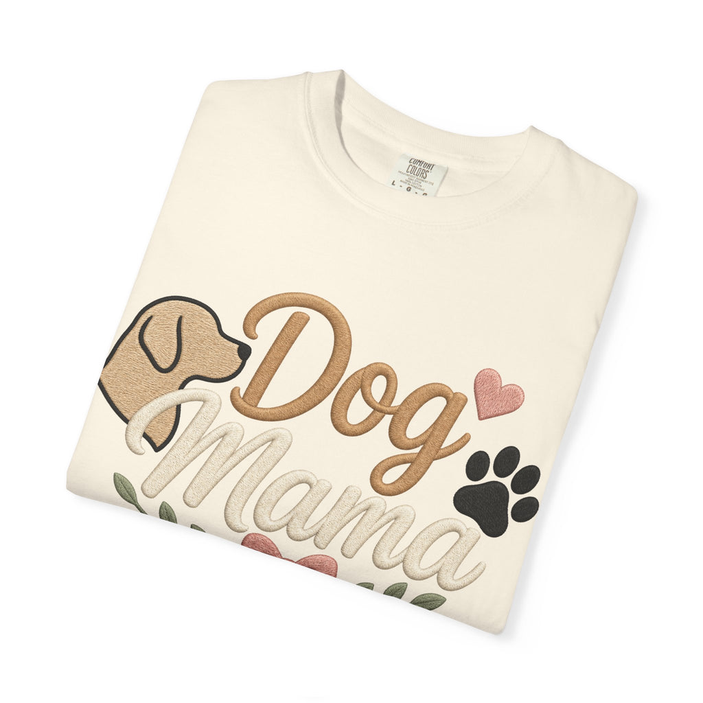 Dog Mama Paw Print embroidered patchwork T-shirt | Dog Mom Shirt