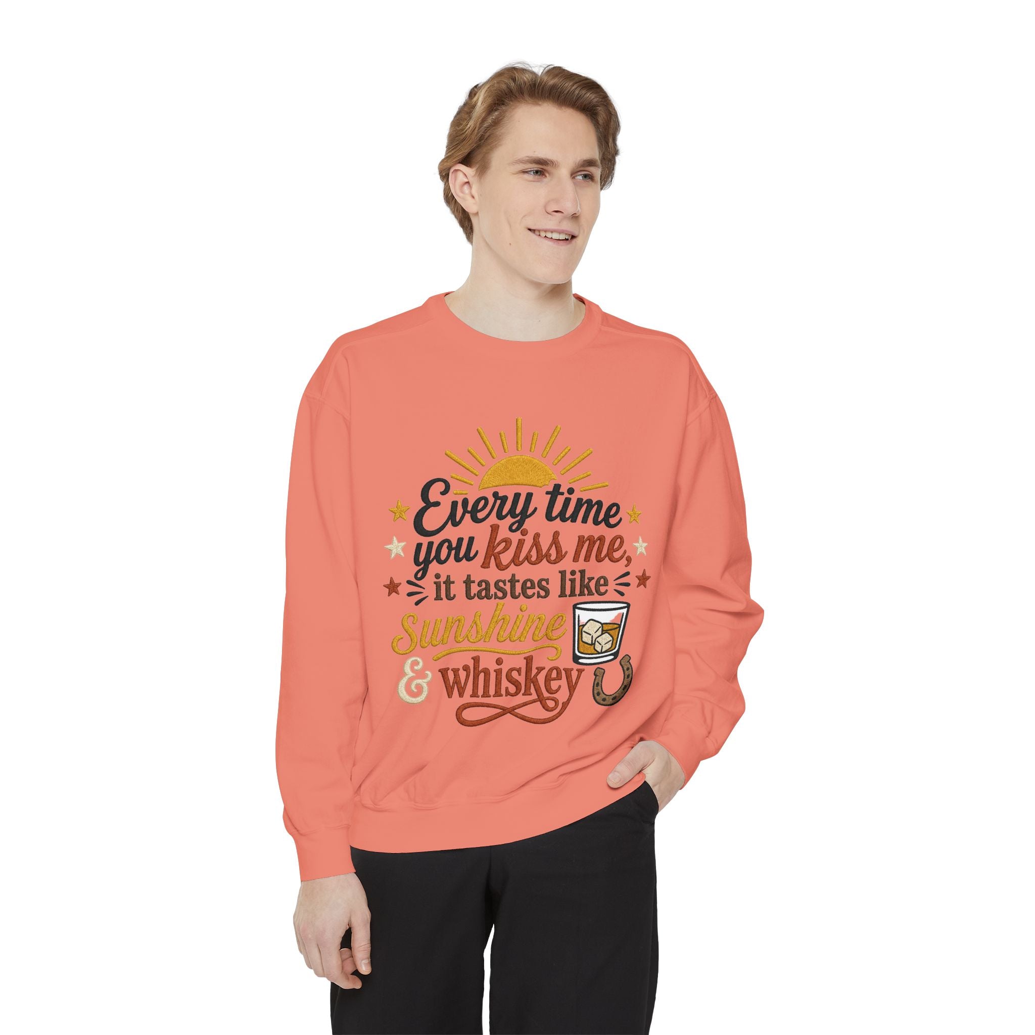 Sunshine & Whiskey Every Time You Kiss Me sweatshirt | Country Western Typography