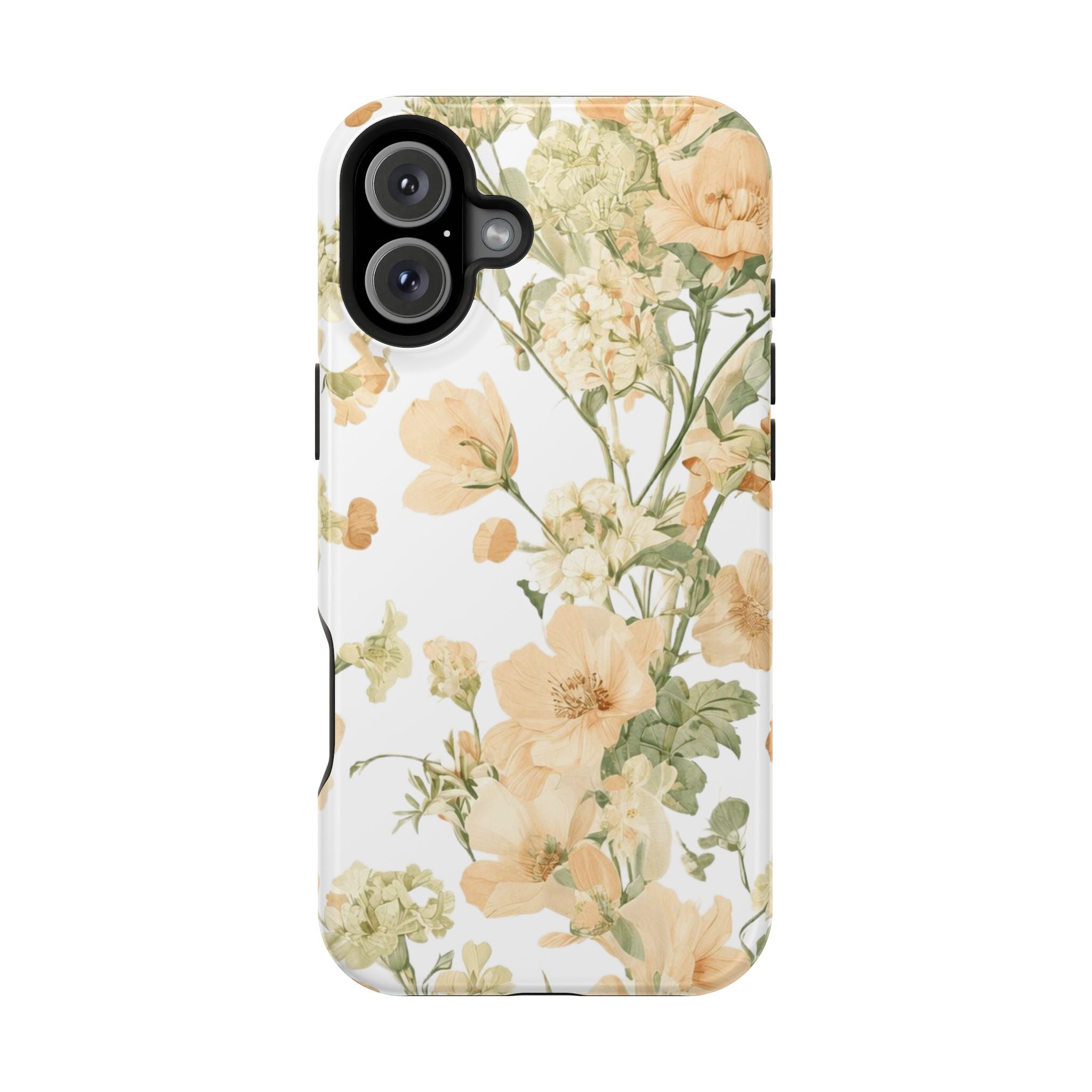 Peach Vintage Floral Phone Case — Cottagecore MagSafe Tough Cover