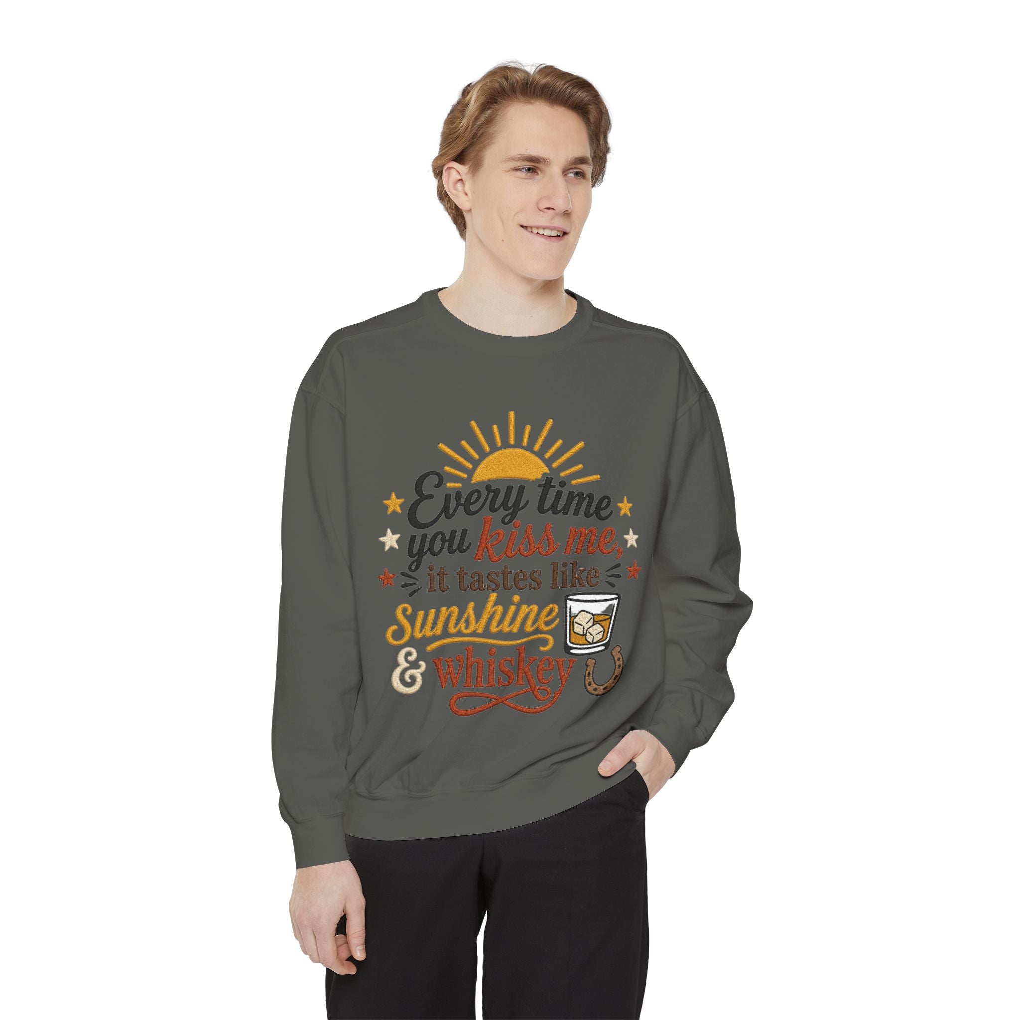 Sunshine & Whiskey Every Time You Kiss Me sweatshirt | Country Western Typography