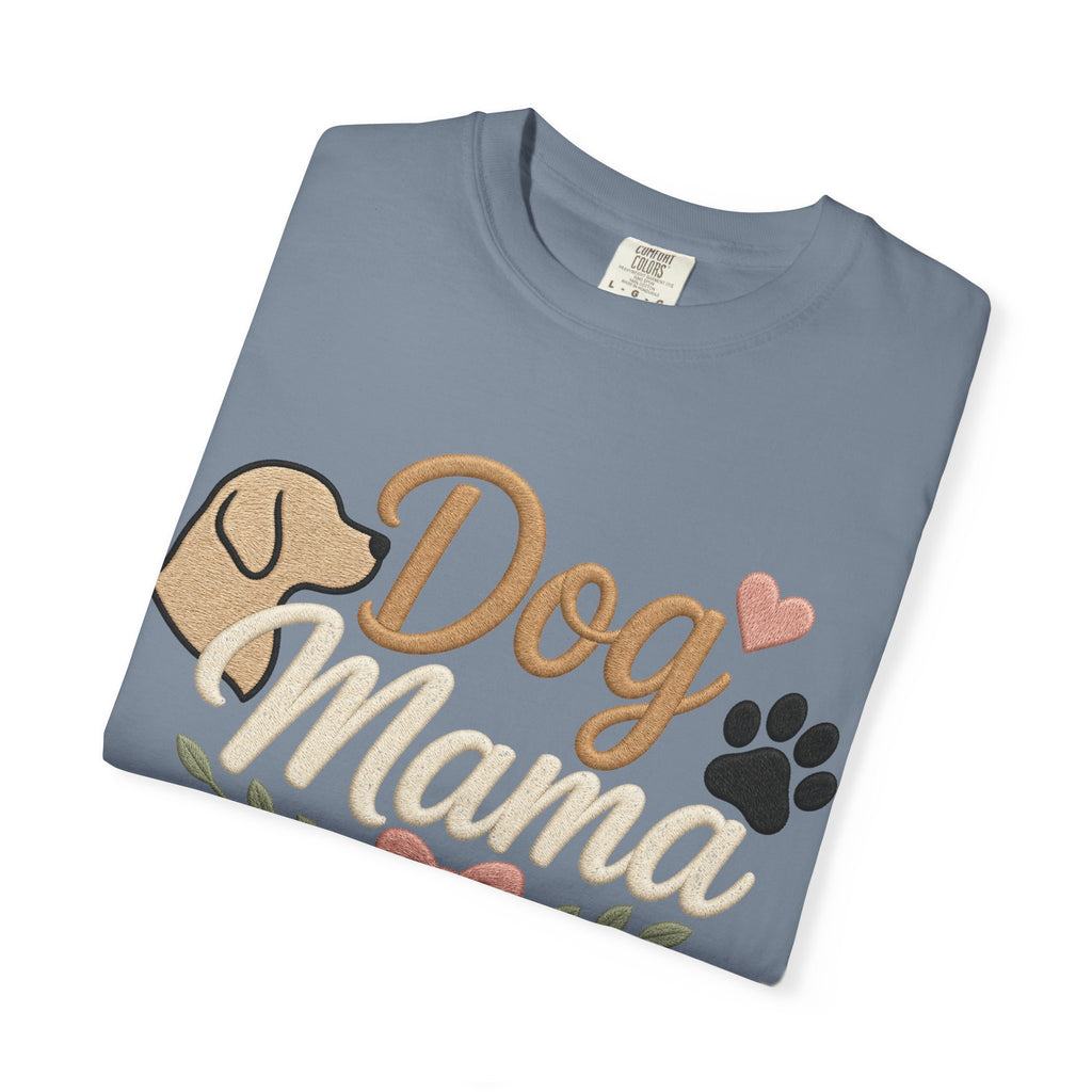 Dog Mama Paw Print embroidered patchwork T-shirt | Dog Mom Shirt