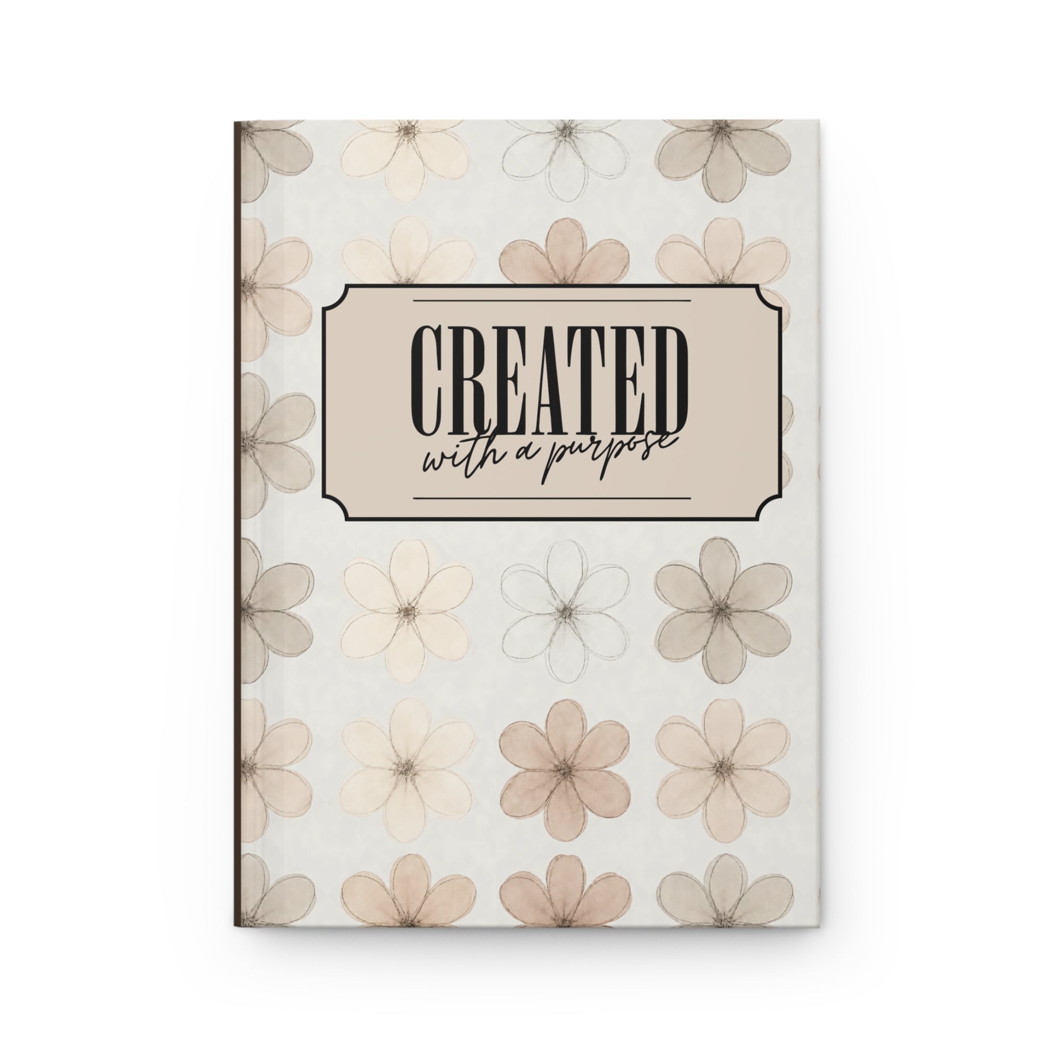 Created With a Purpose Floral Hardcover Journal | Beige Vintage Flower Notebook | 150 Lined Pages | Cottagecore Gratitude Journal | Inspirational Stationery Gift