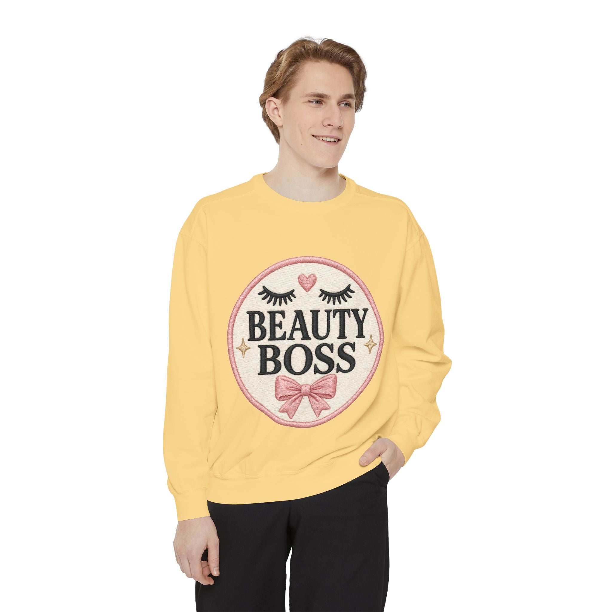 Beauty Boss Embroidered Crewneck Sweatshirt, Esthetician Sweatshirt, Lash Tech Gift, Makeup Artist Shirt, Salon Owner Gift