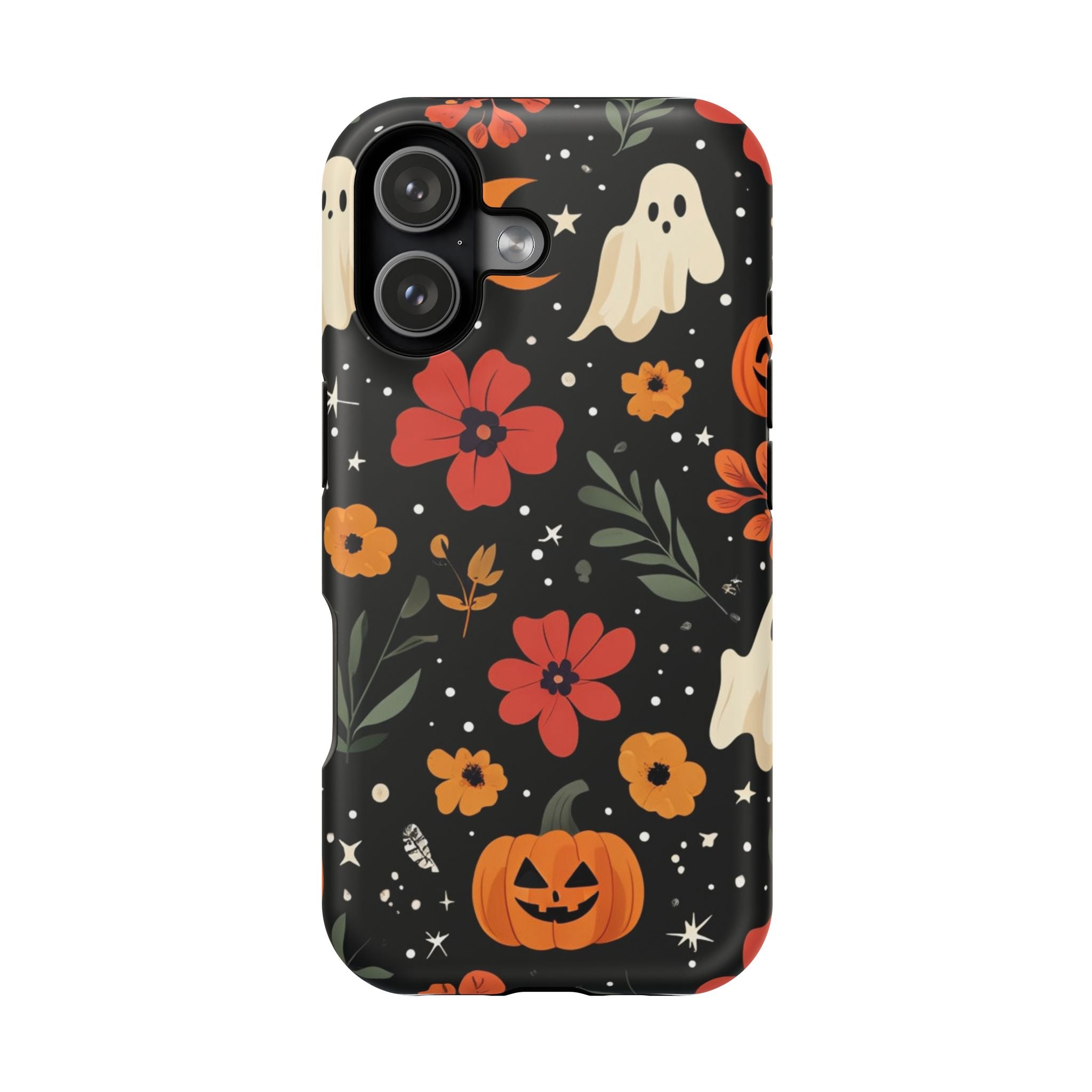Halloween Ghost & Pumpkin Floral Phone Case — Spooky Cottagecore MagSafe Tough Cover