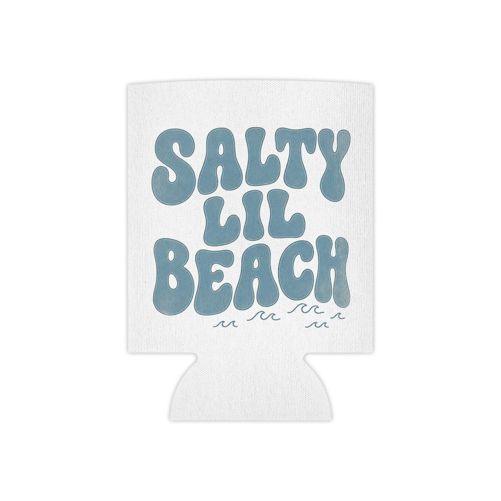 Salty Lil Beach Can Cooler | Beachy Retro Typography, Summer Barware